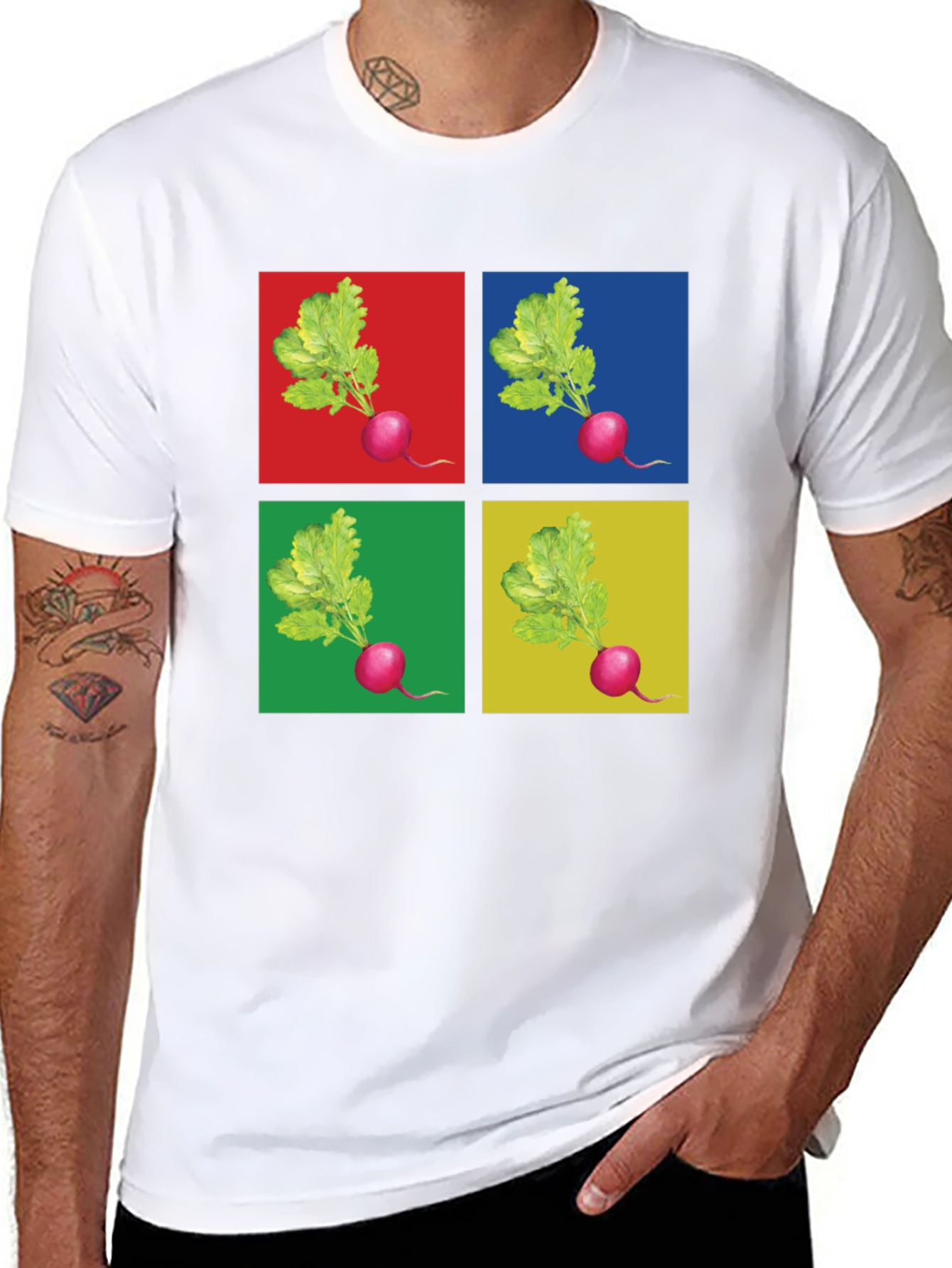 Radish Pop Art Graphic T-Shirt - Unique Design