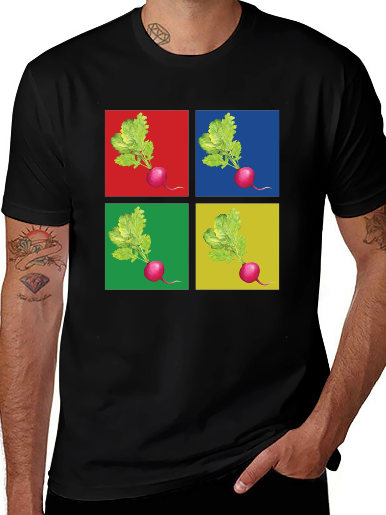 Radish Pop Art Graphic T-Shirt - Unique Design