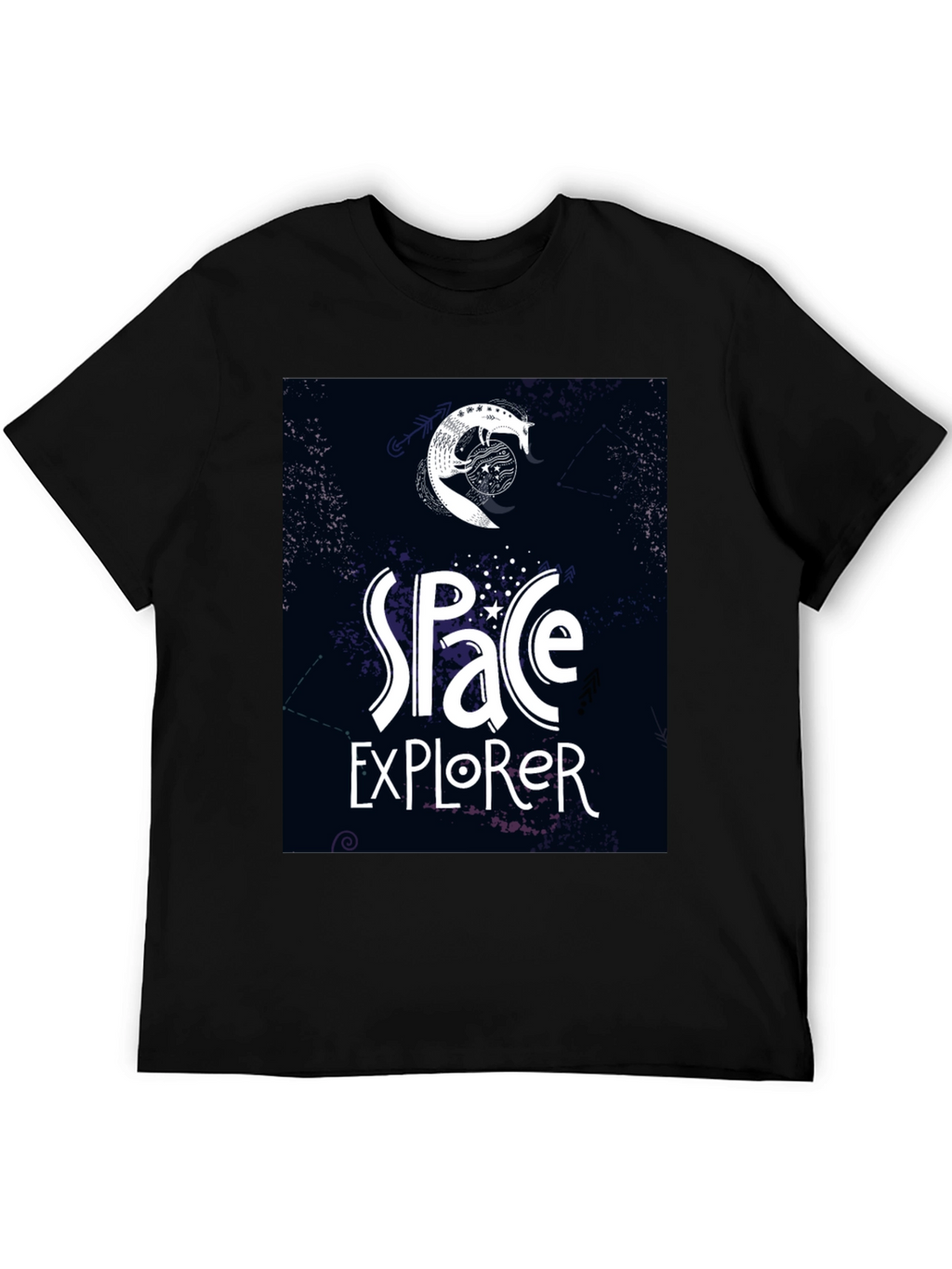 Space Explorer Graphic Tee - Black Casual T-Shirt