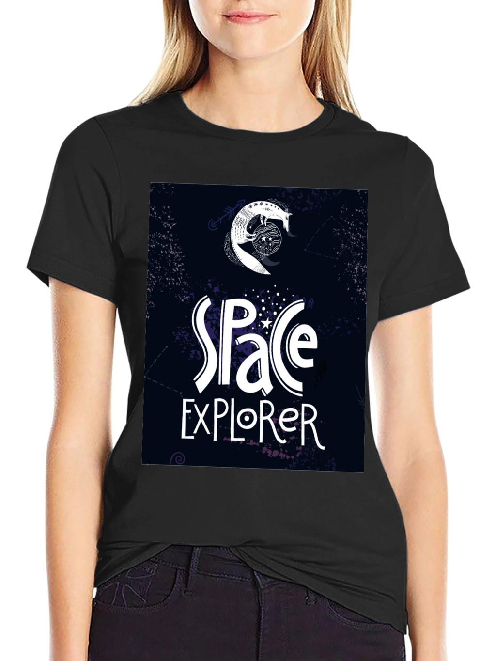 Space Explorer Graphic Tee - Black Casual T-Shirt