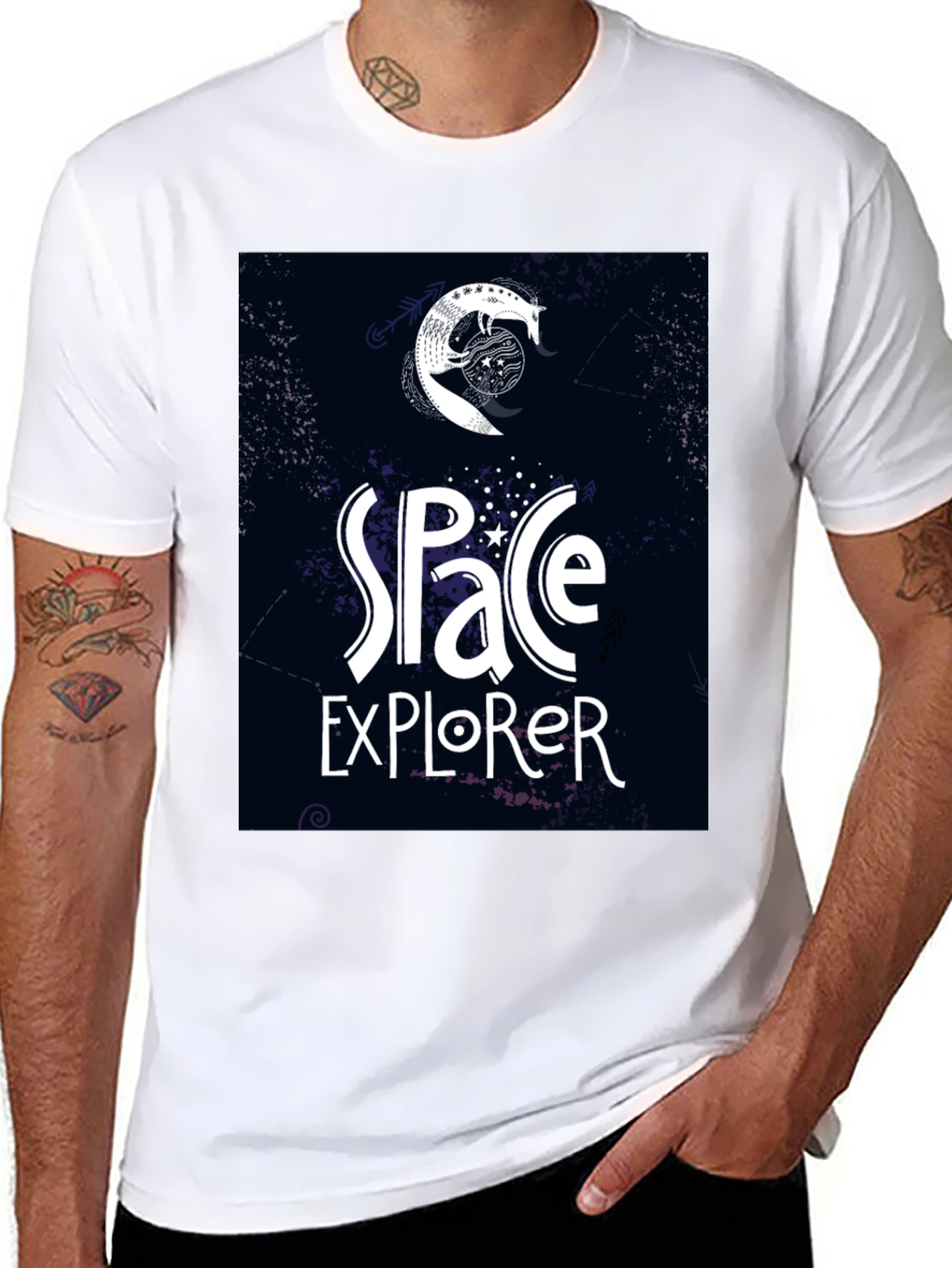 Space Explorer Graphic Tee - Black Casual T-Shirt