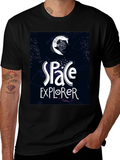 Space Explorer Graphic Tee - Black Casual T-Shirt