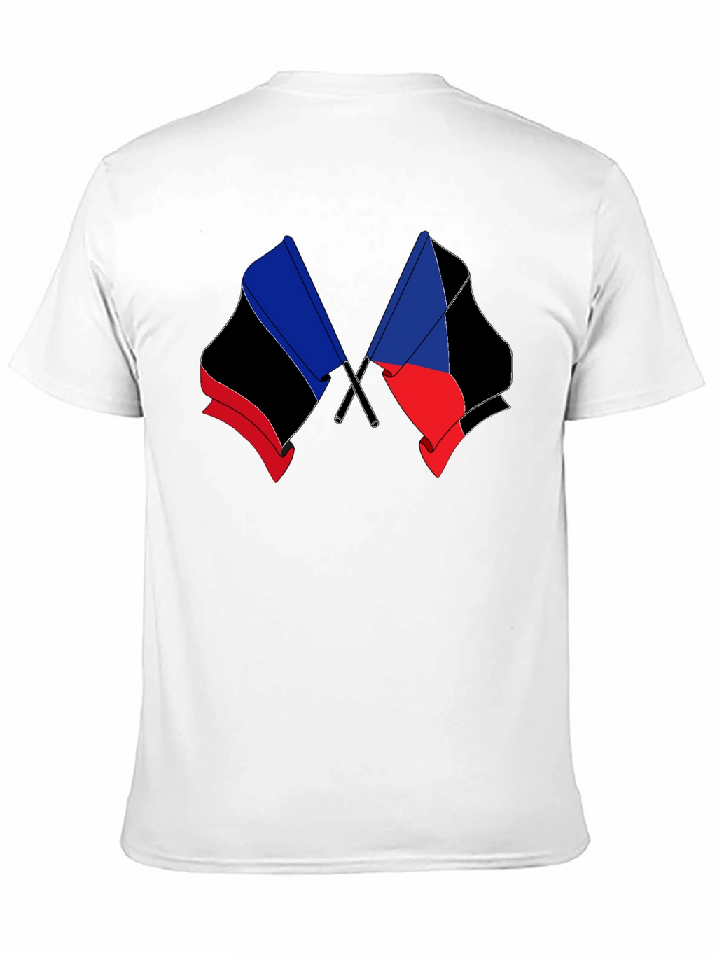 Black T-Shirt with Crossed Flag Design