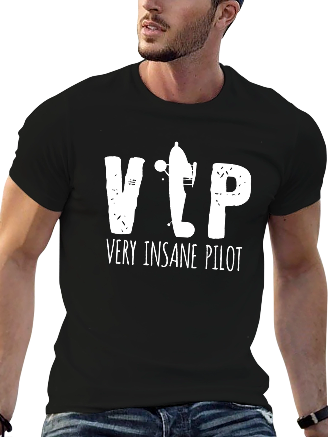Very Insane Pilot Black Graphic Tee