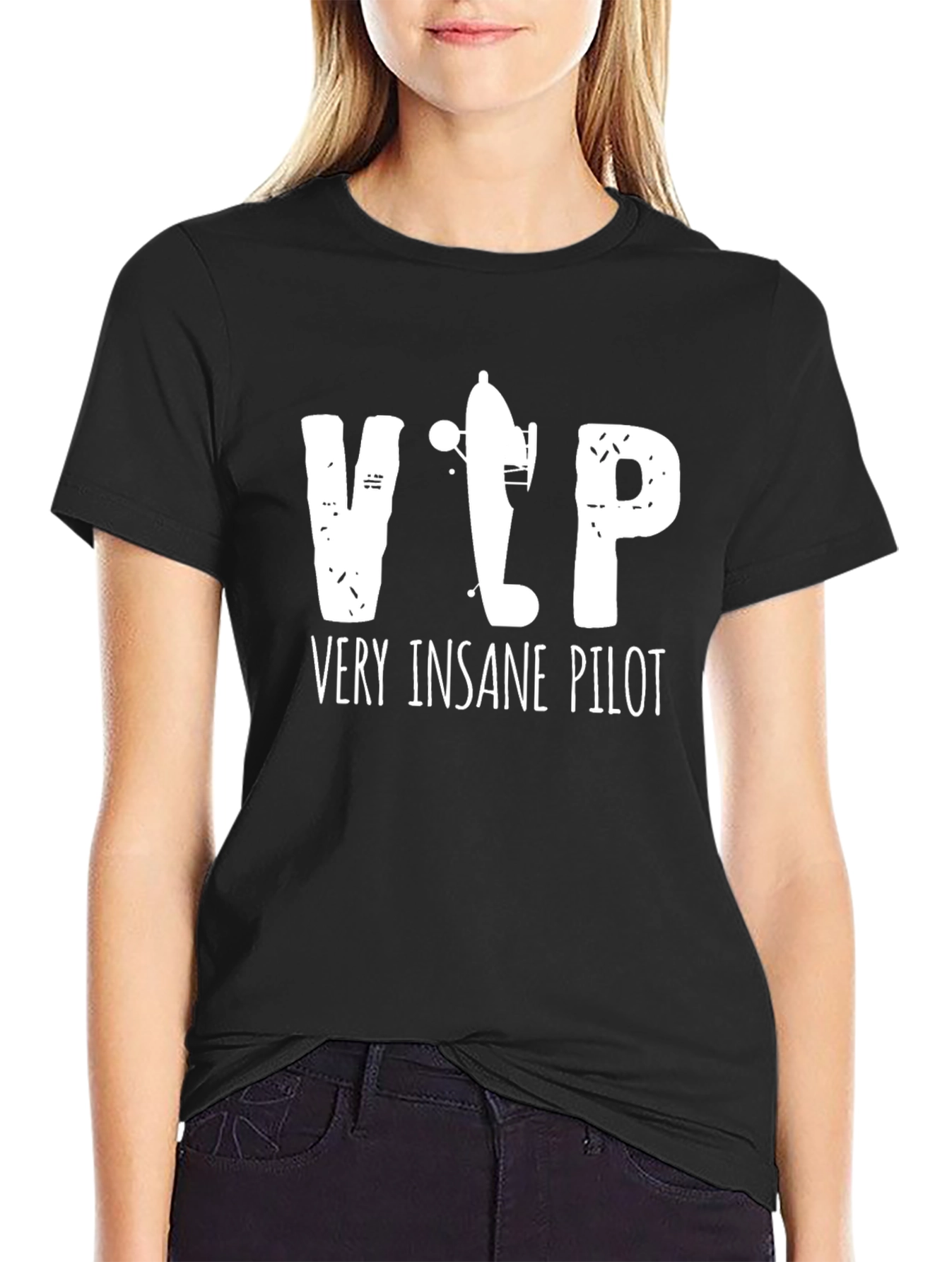 Very Insane Pilot Black Graphic Tee