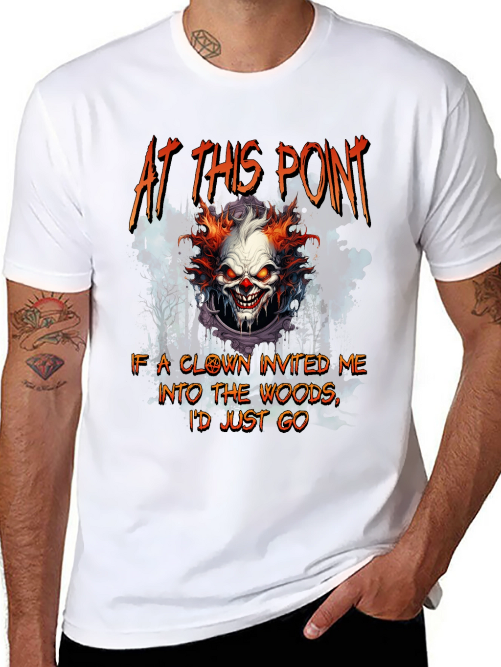Creepy Clown T-Shirt: Woods Invitation Tee