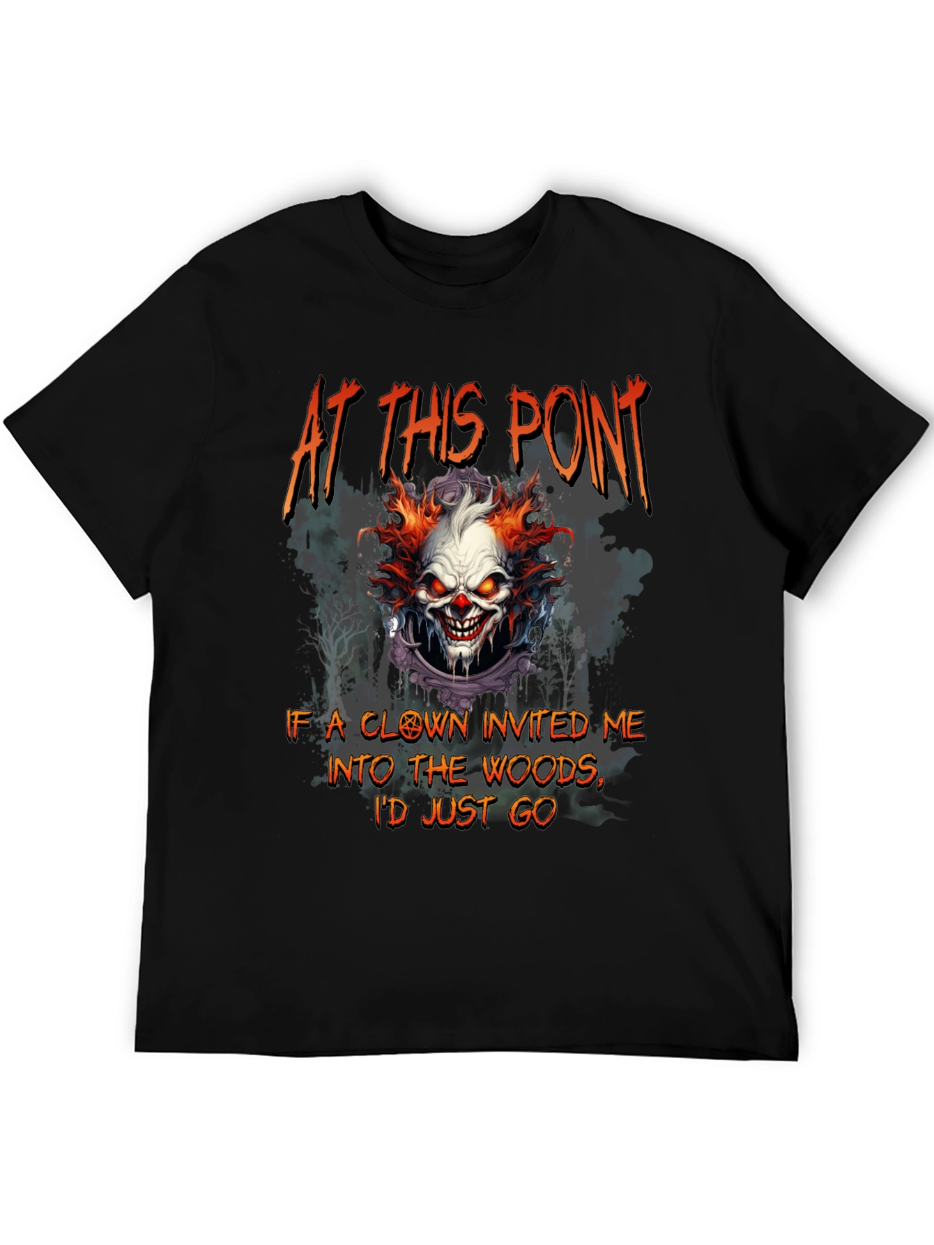 Creepy Clown T-Shirt: Woods Invitation Tee
