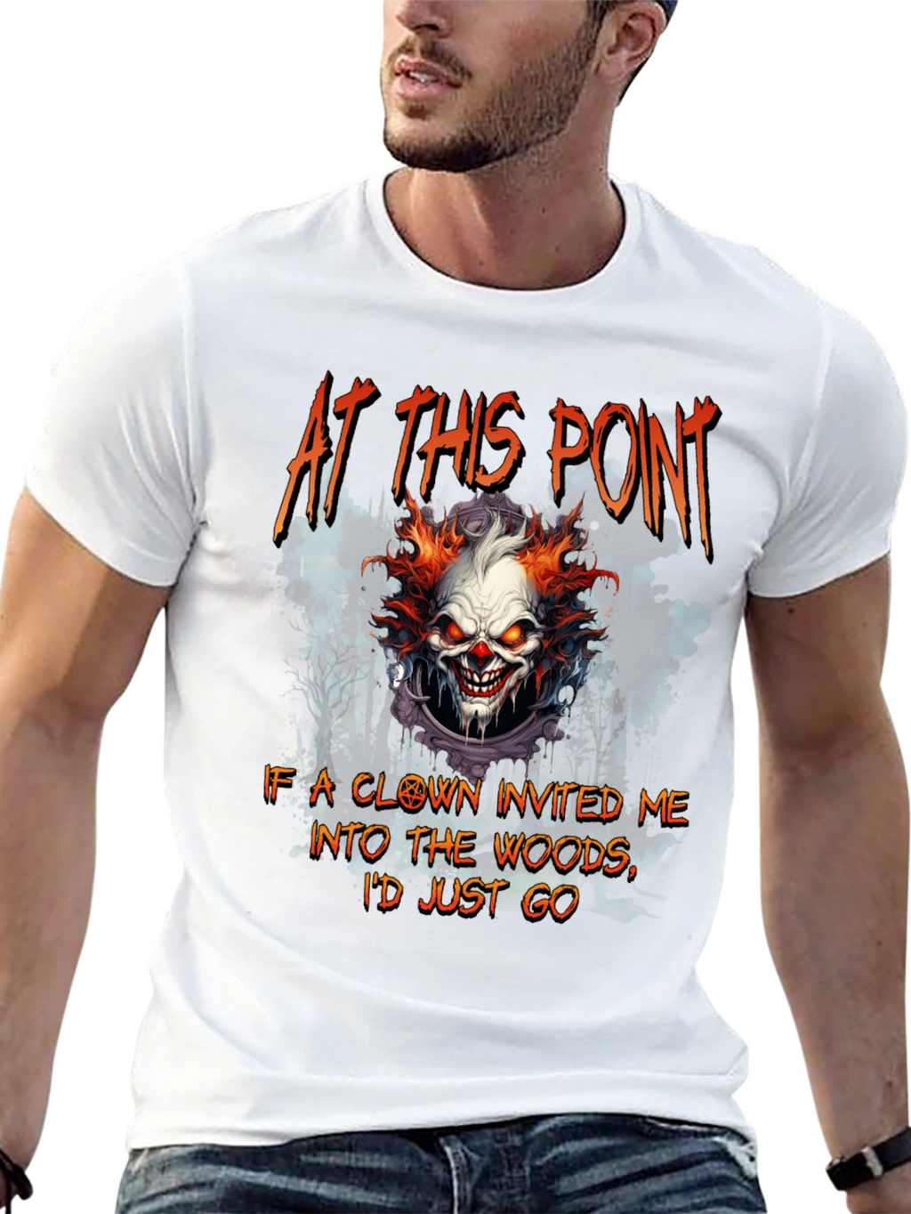 Creepy Clown T-Shirt: Woods Invitation Tee