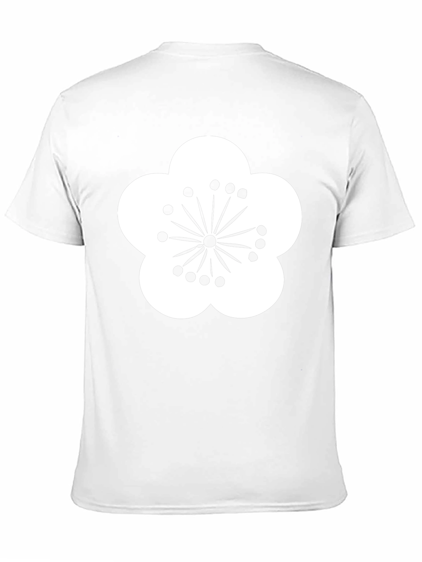 Black T-Shirt with White Flower Design