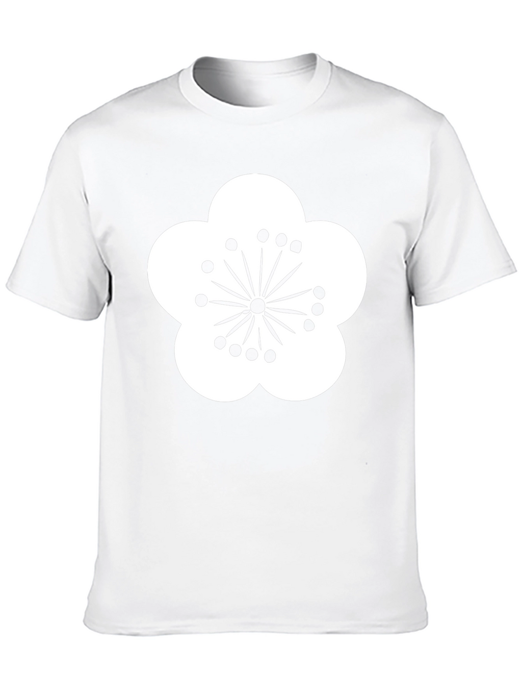 Black T-Shirt with White Flower Design