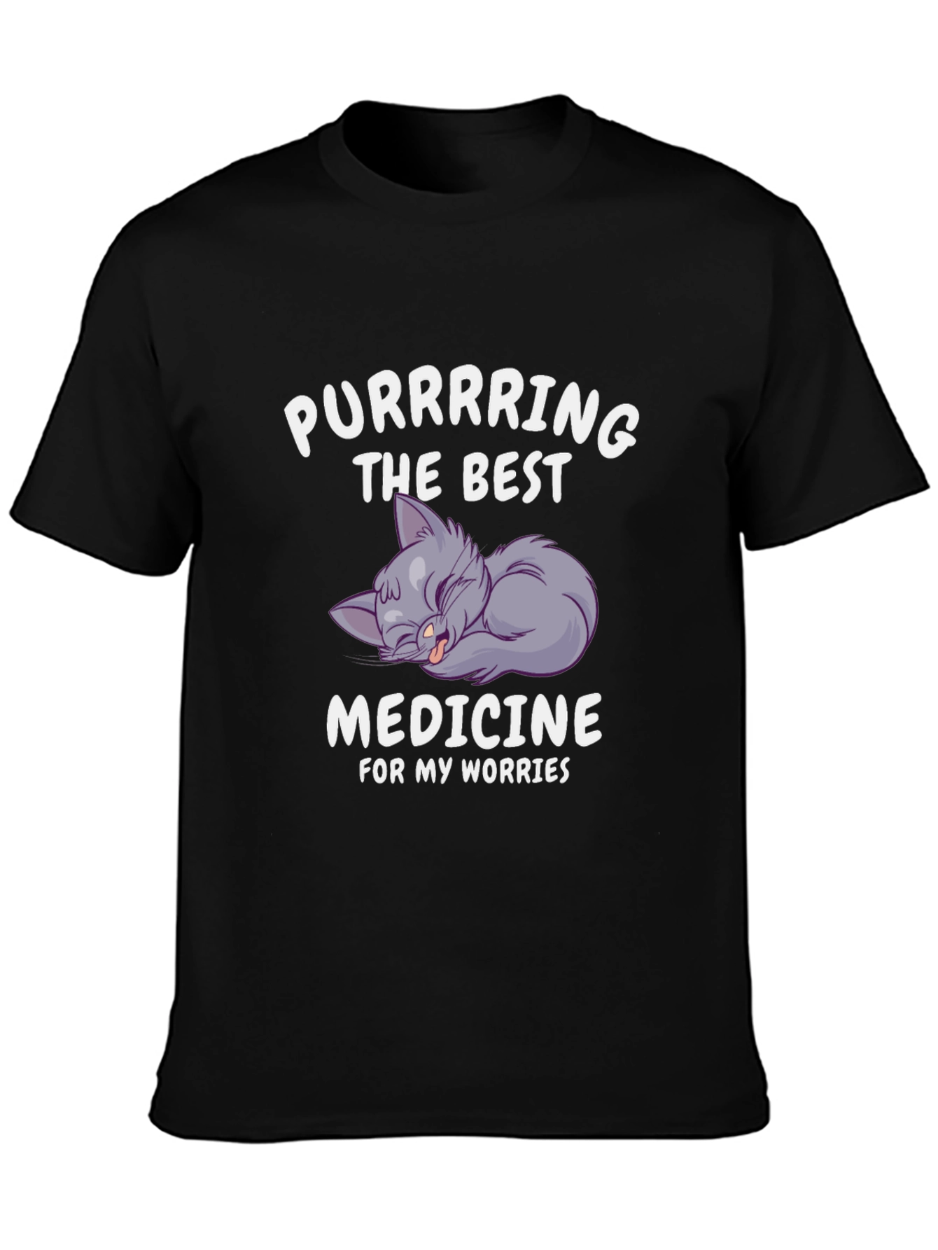 Purrring Medicine Black Graphic T-Shirt