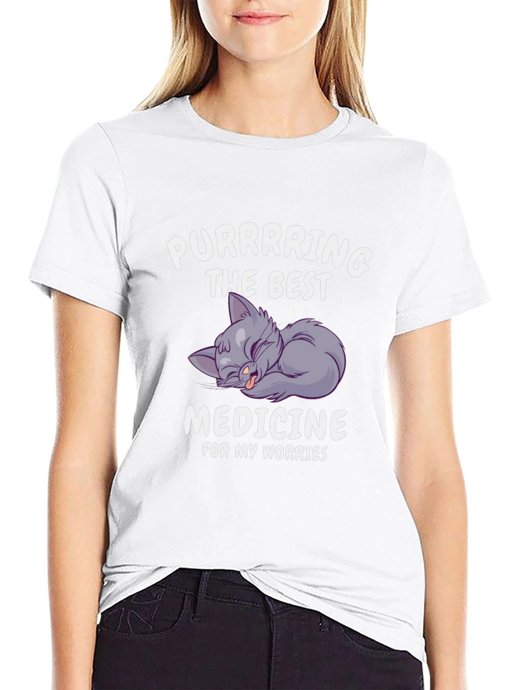 Purrring Medicine Black Graphic T-Shirt