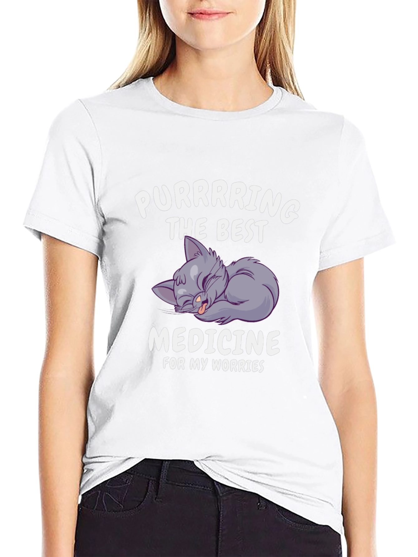 Purrring Medicine Black Graphic T-Shirt