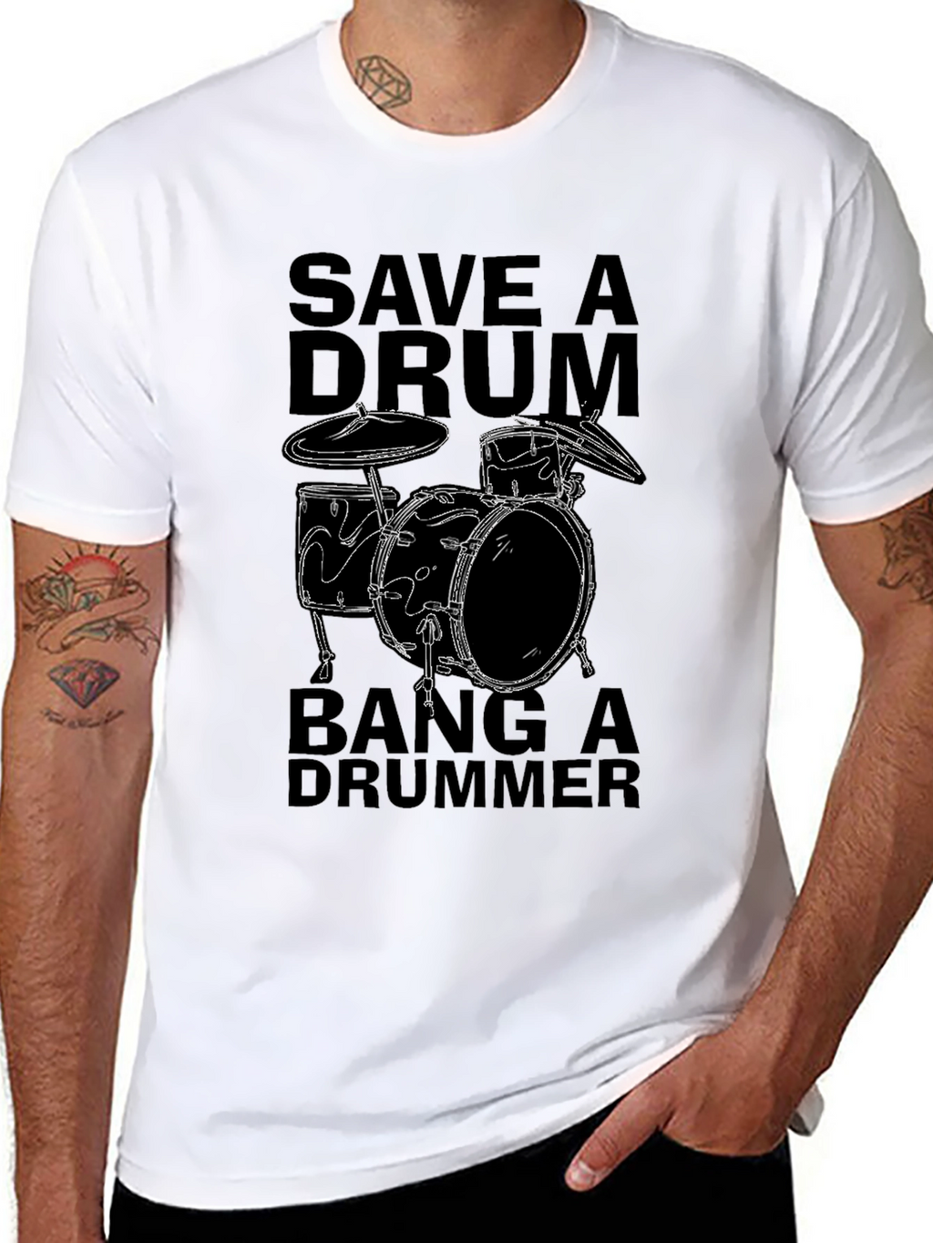 Save a Drum Bang a Drummer Black T-Shirt