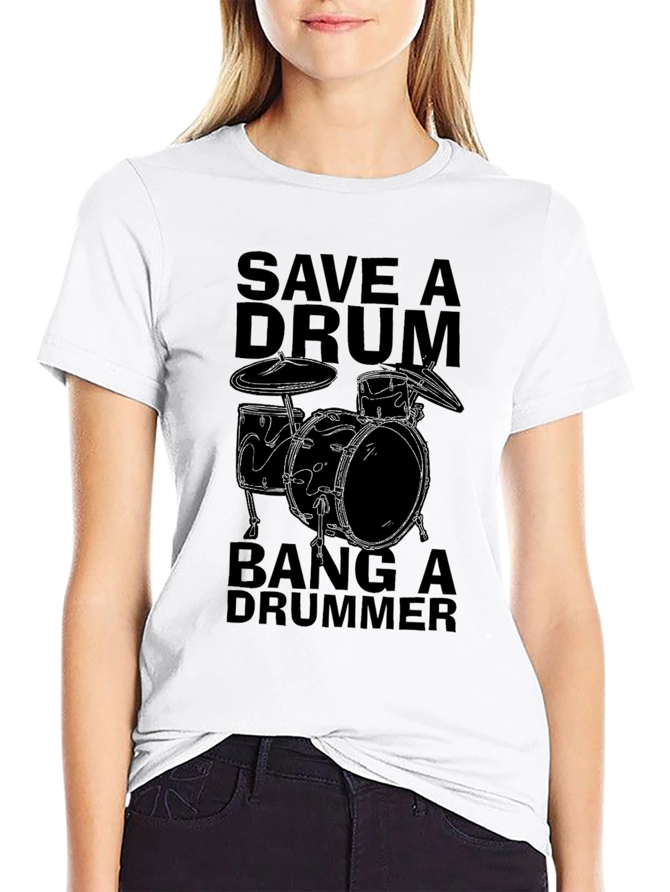 Save a Drum Bang a Drummer Black T-Shirt