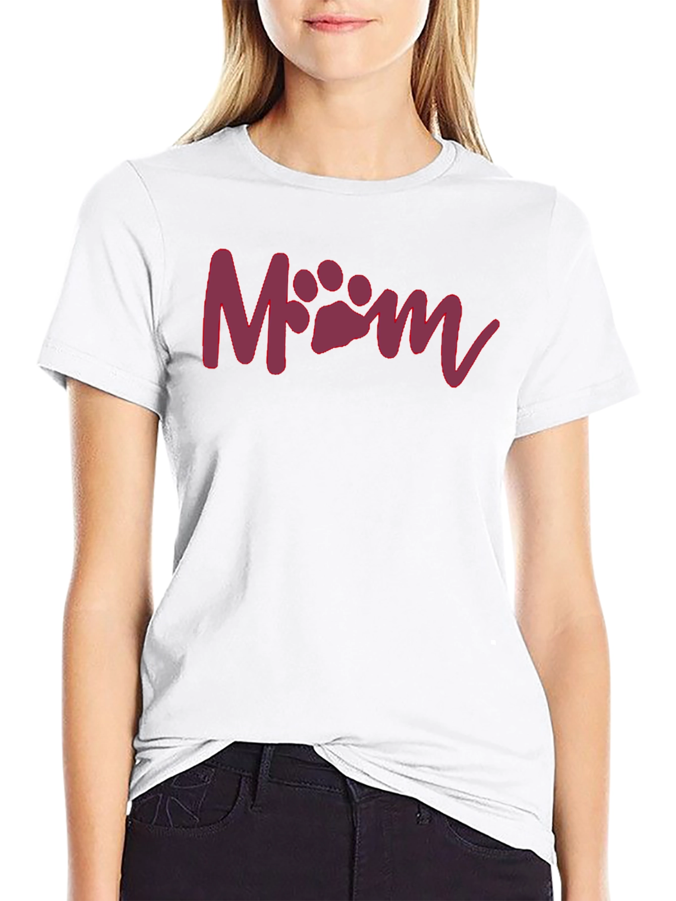 Dog Mom Paw Print T-Shirt - Comfortable Black Tee