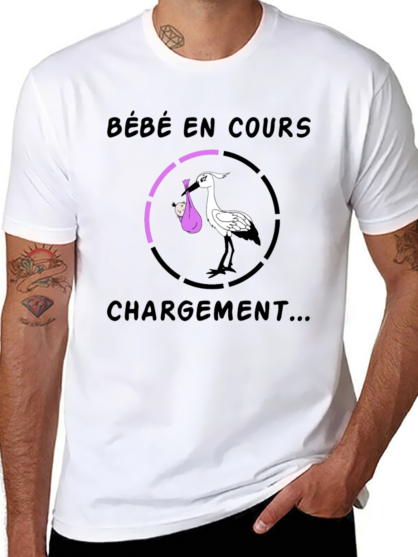 Bébé En Cours Stork T-Shirt - New Baby Loading Tee