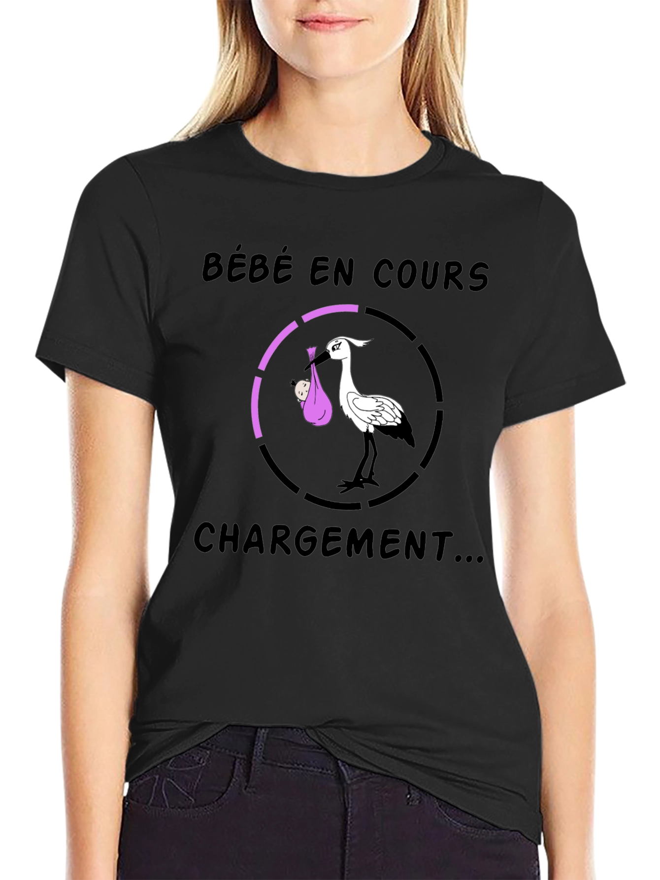 Bébé En Cours Stork T-Shirt - New Baby Loading Tee