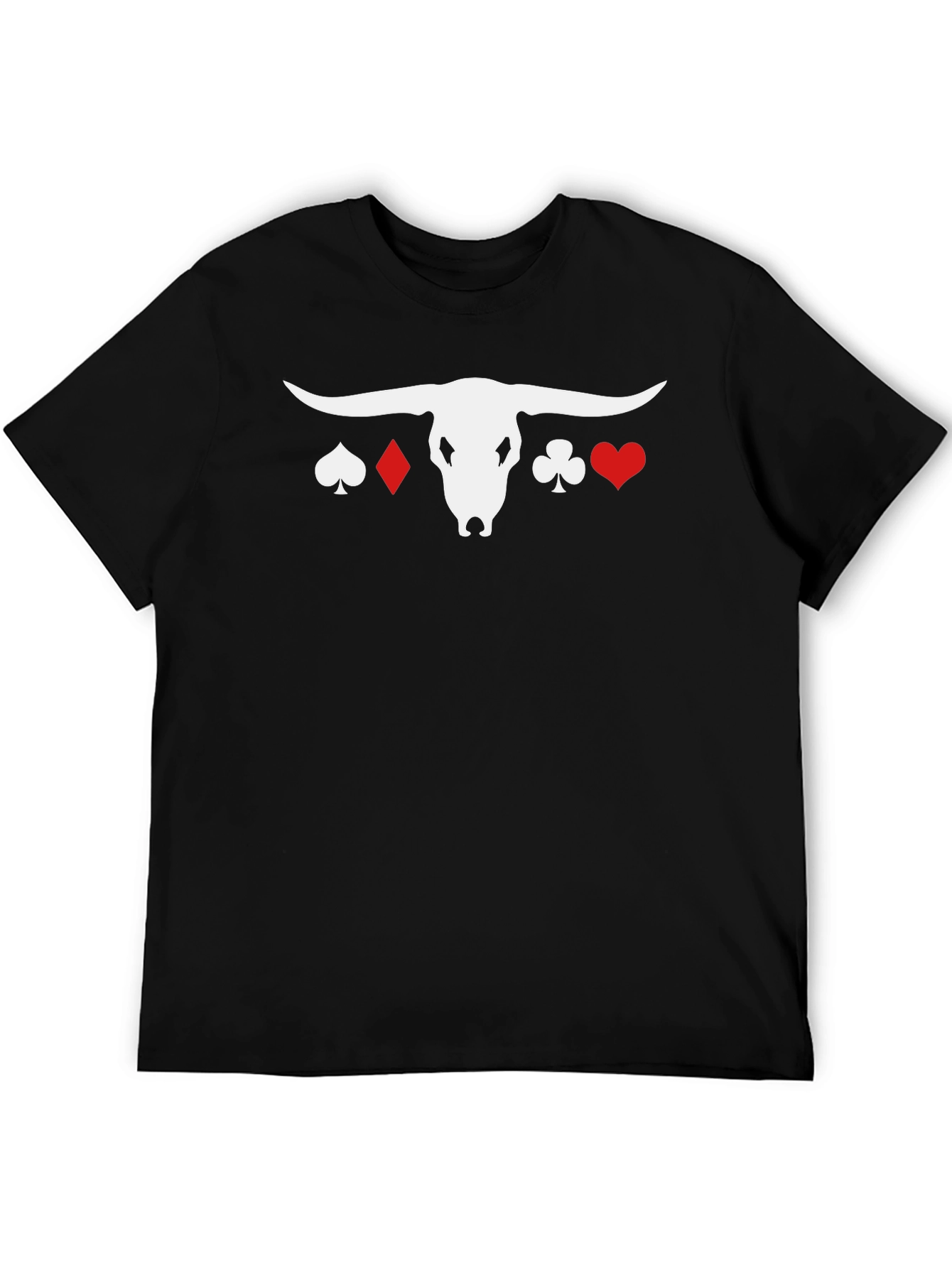 Poker Bull Graphic Tee - Black Cotton Blend