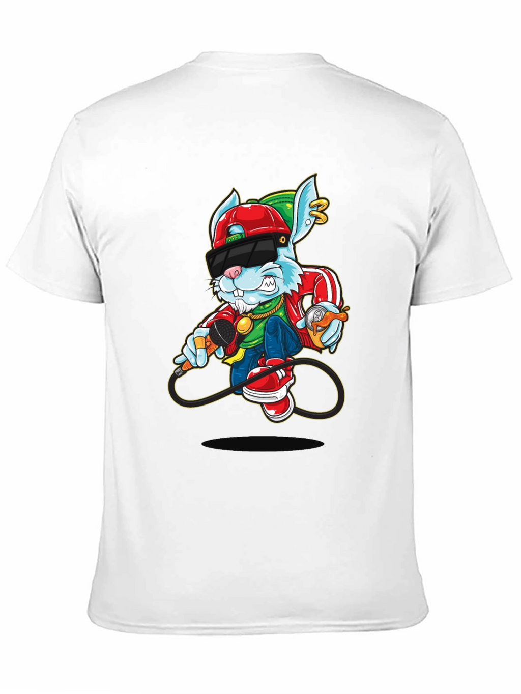 Cool Cartoon Rabbit Graphic Black T-Shirt