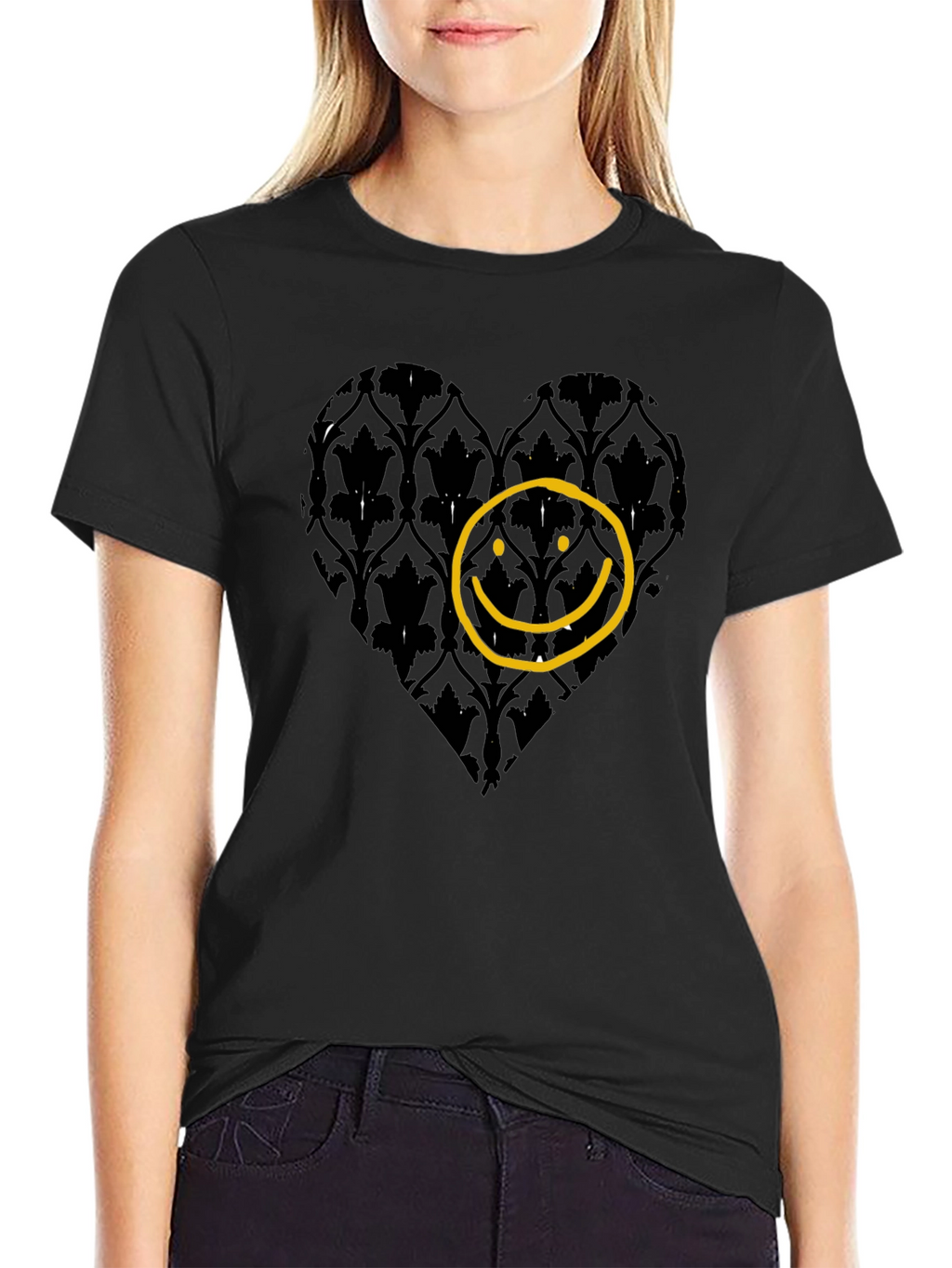 Heart Smiley Face Graphic T-Shirt