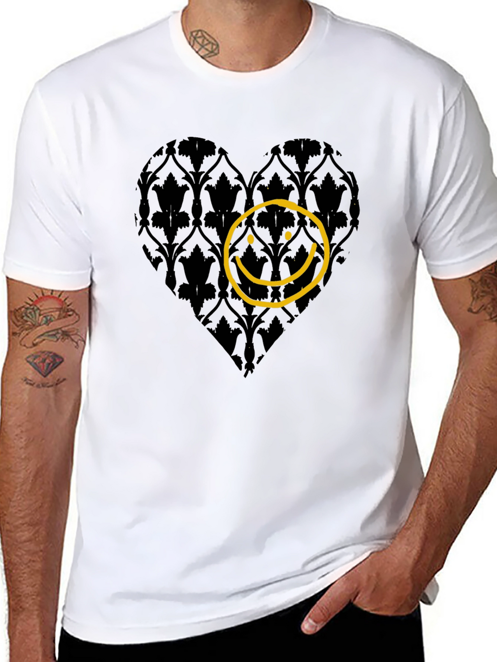 Heart Smiley Face Graphic T-Shirt