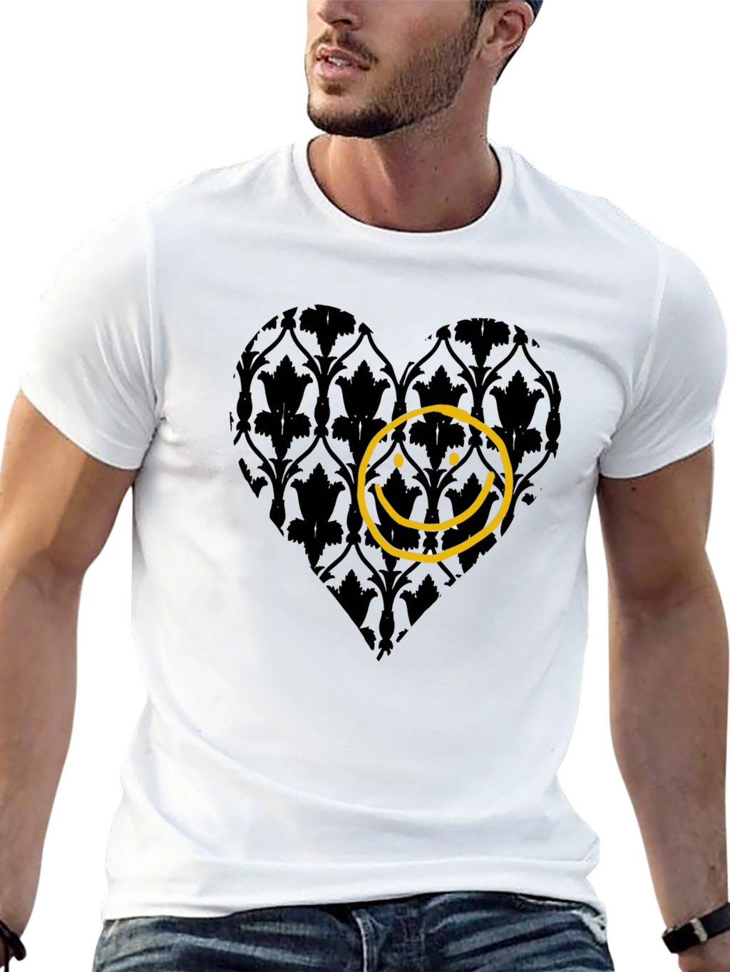 Heart Smiley Face Graphic T-Shirt