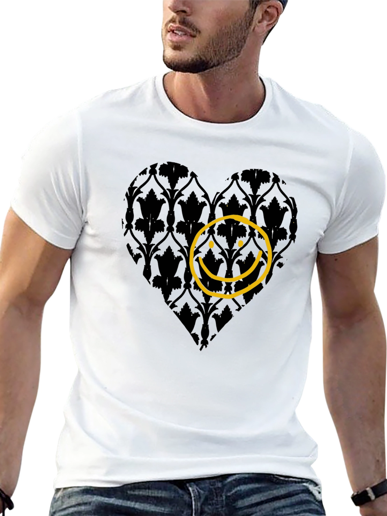 Heart Smiley Face Graphic T-Shirt
