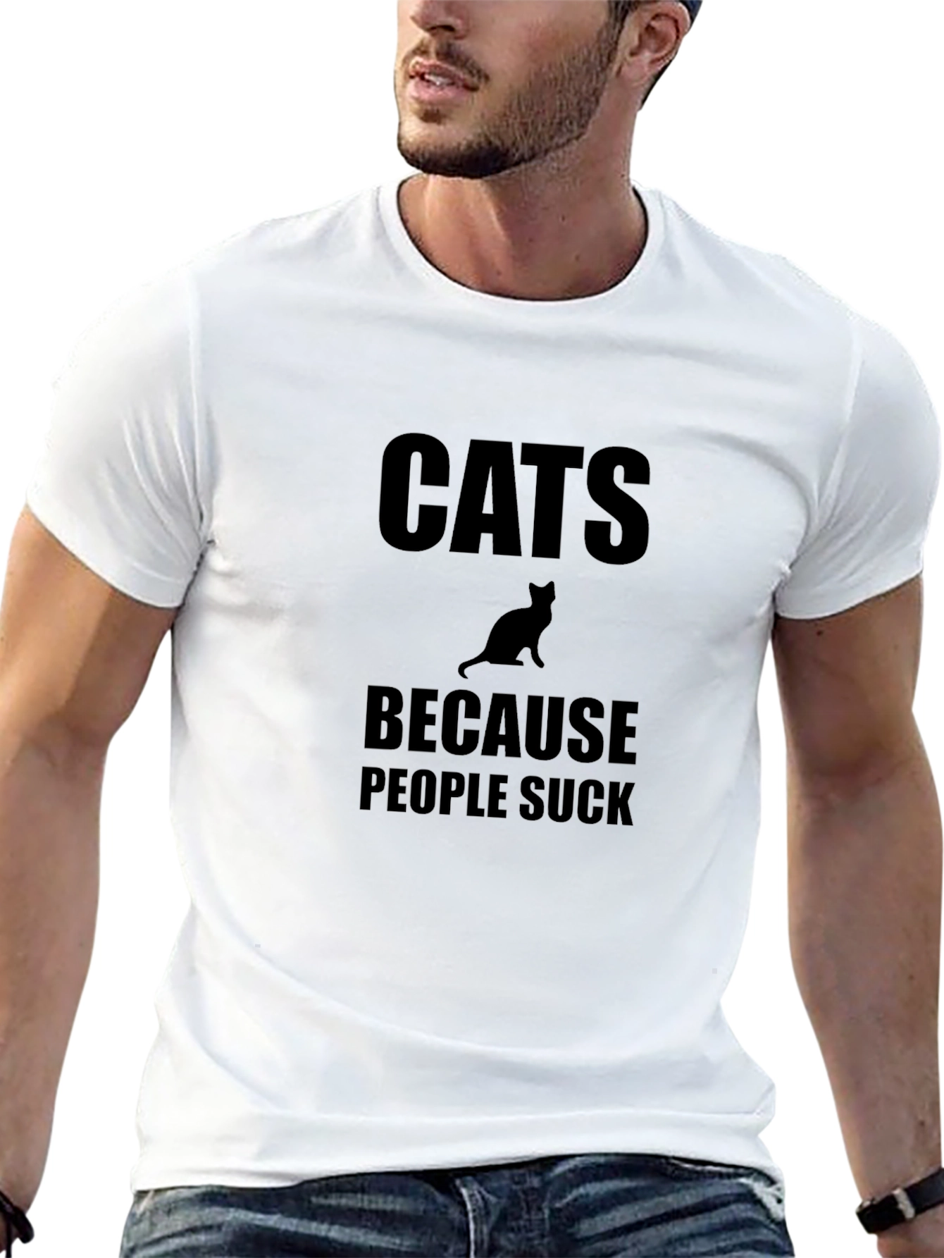 Cats Because People Suck Black T-Shirt