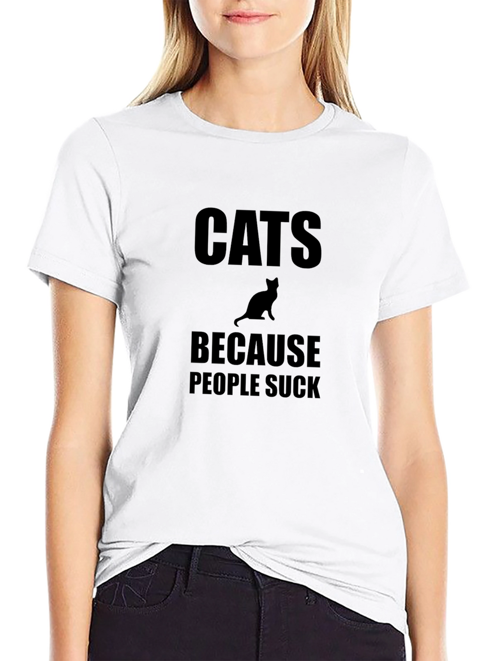 Cats Because People Suck Black T-Shirt