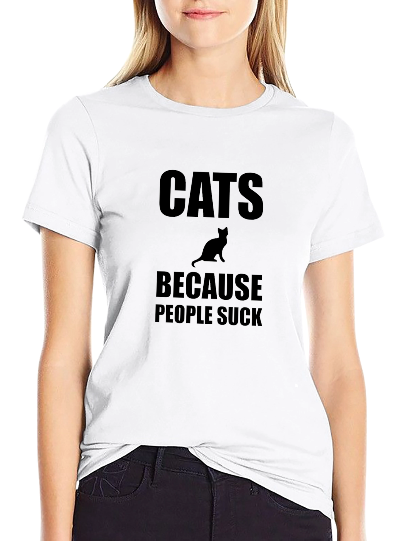 Cats Because People Suck Black T-Shirt