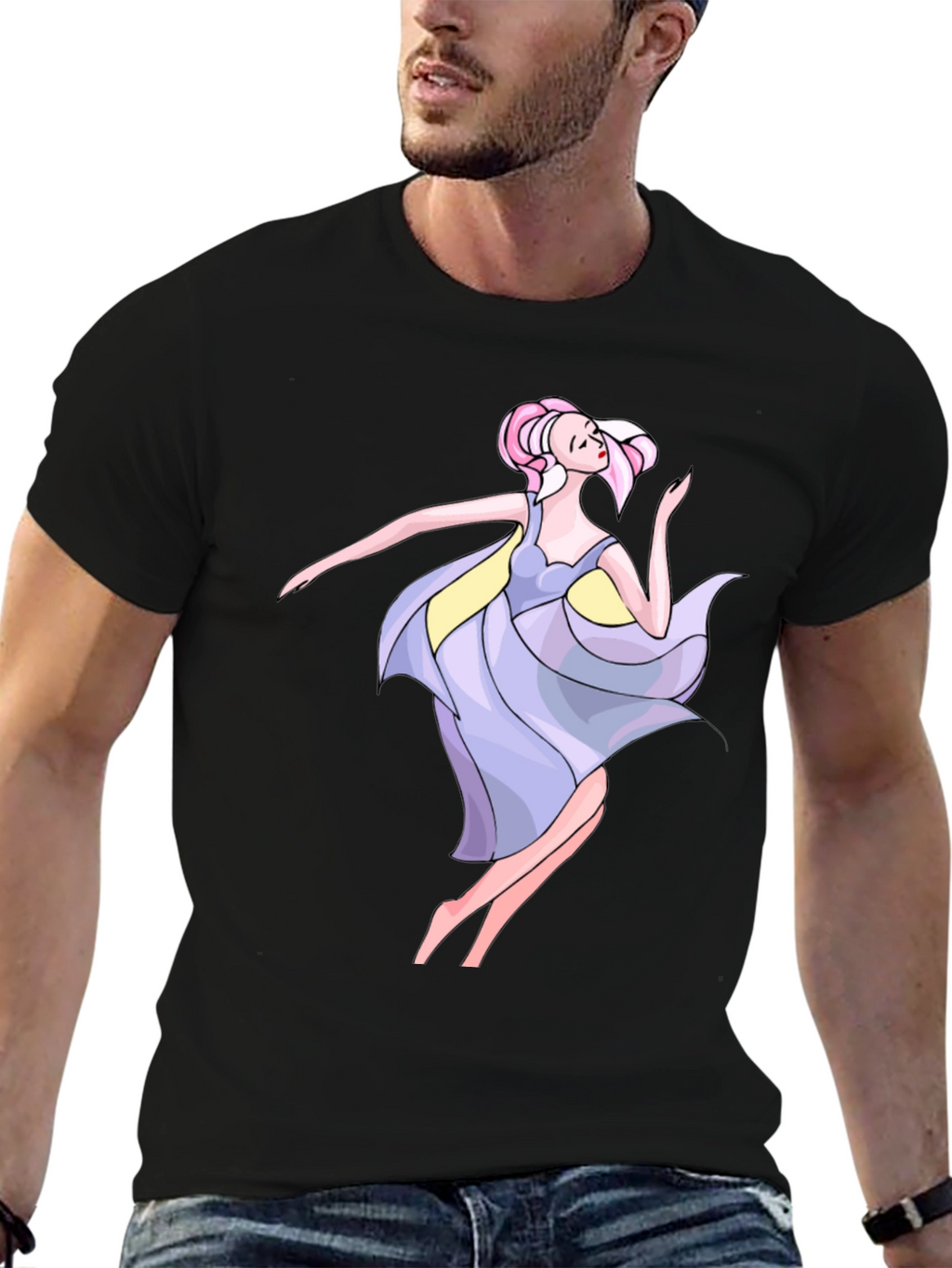 Dancing Woman Graphic Black Tee