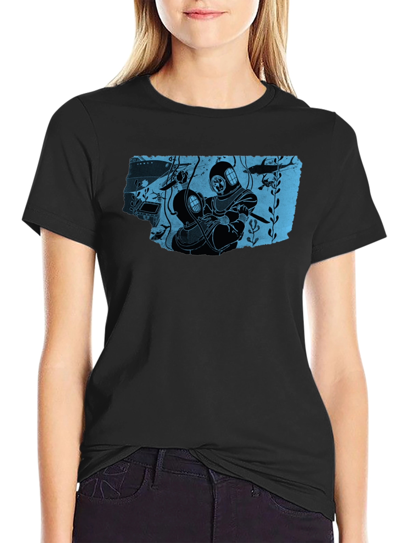 Vintage Diver Graphic Tee - Black