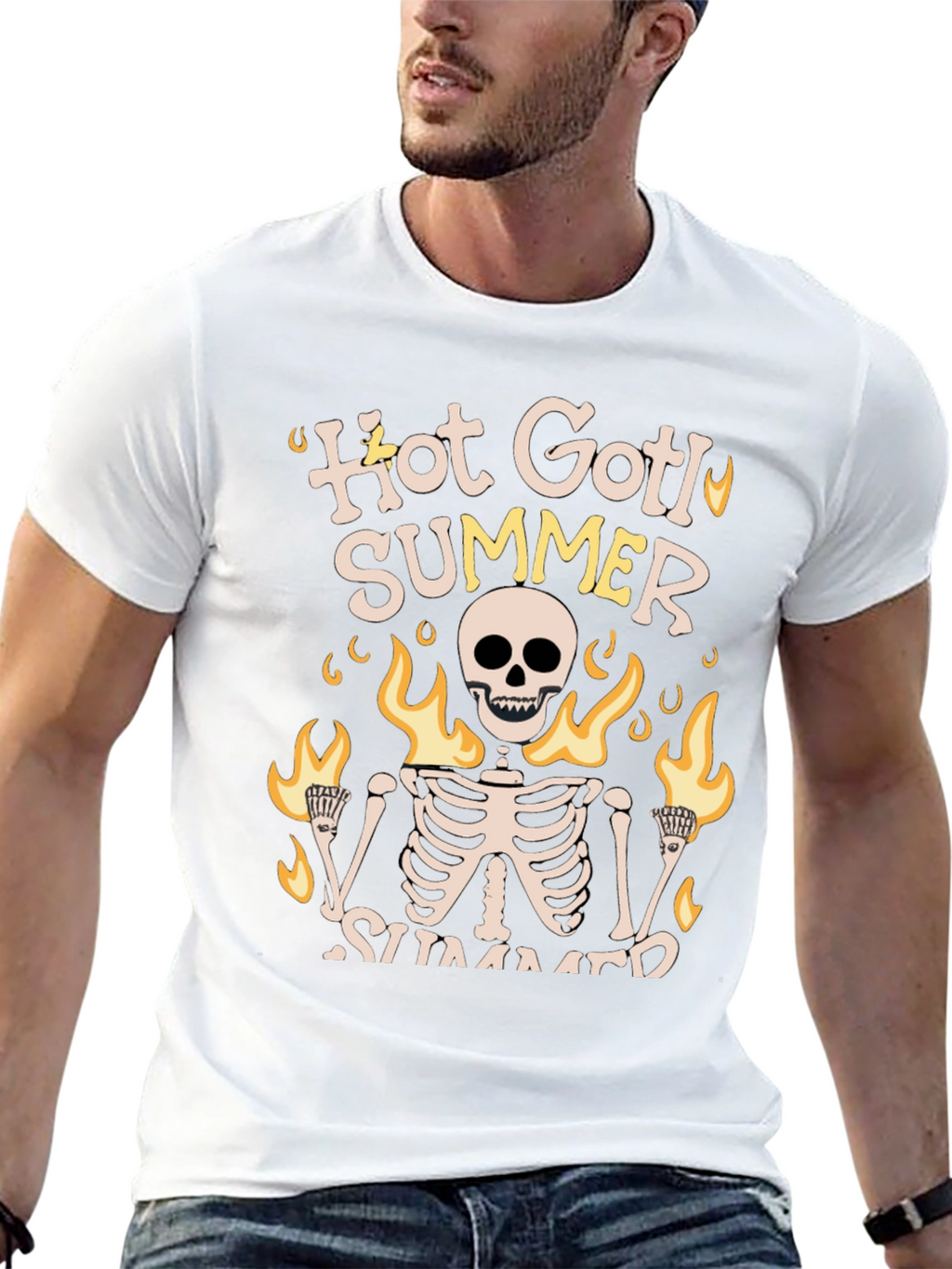 Hot Goth Summer Skeleton Graphic Tee