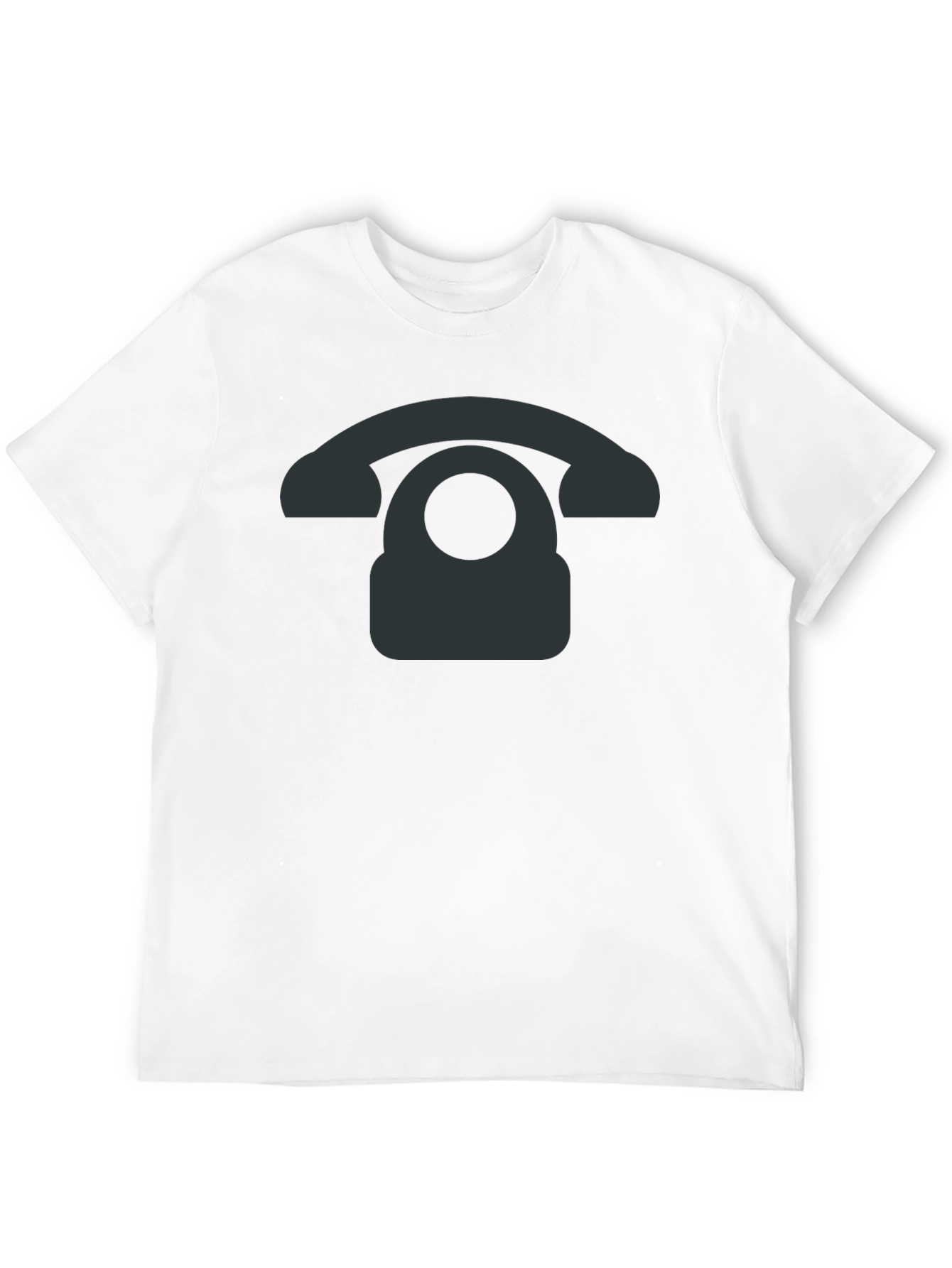 Retro Phone Graphic Tee - Black Cotton Blend
