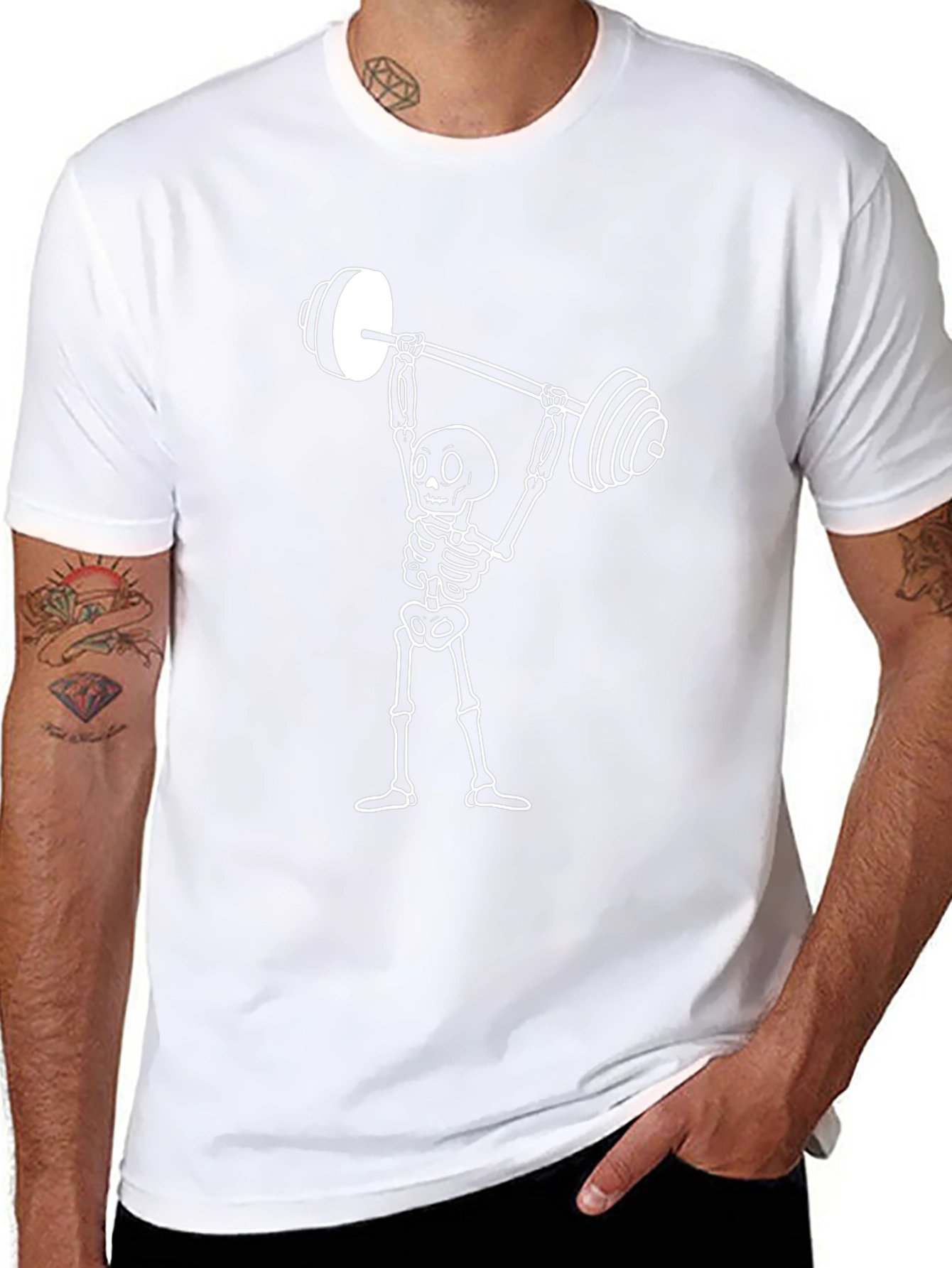 Skeleton Weightlifting Graphic T-Shirt