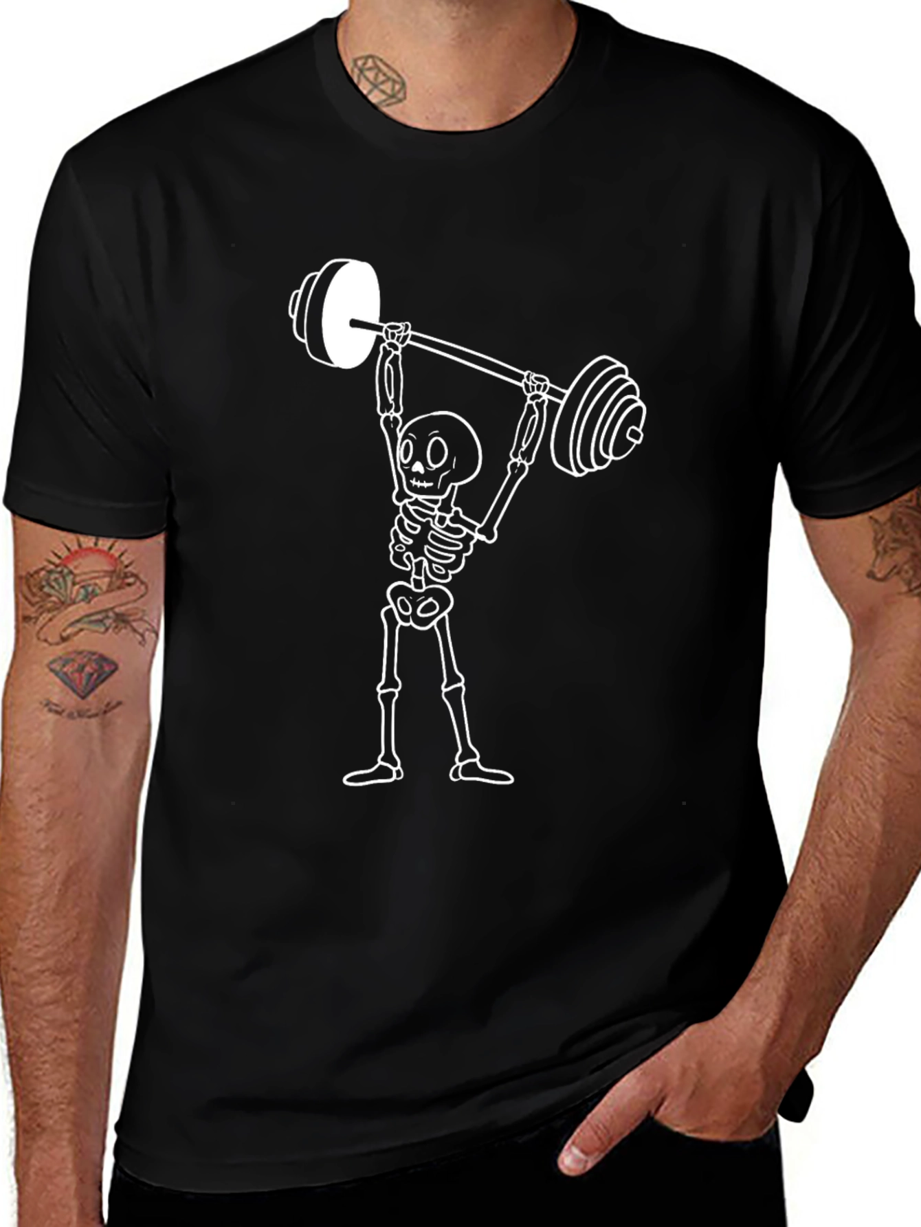 Skeleton Weightlifting Graphic T-Shirt