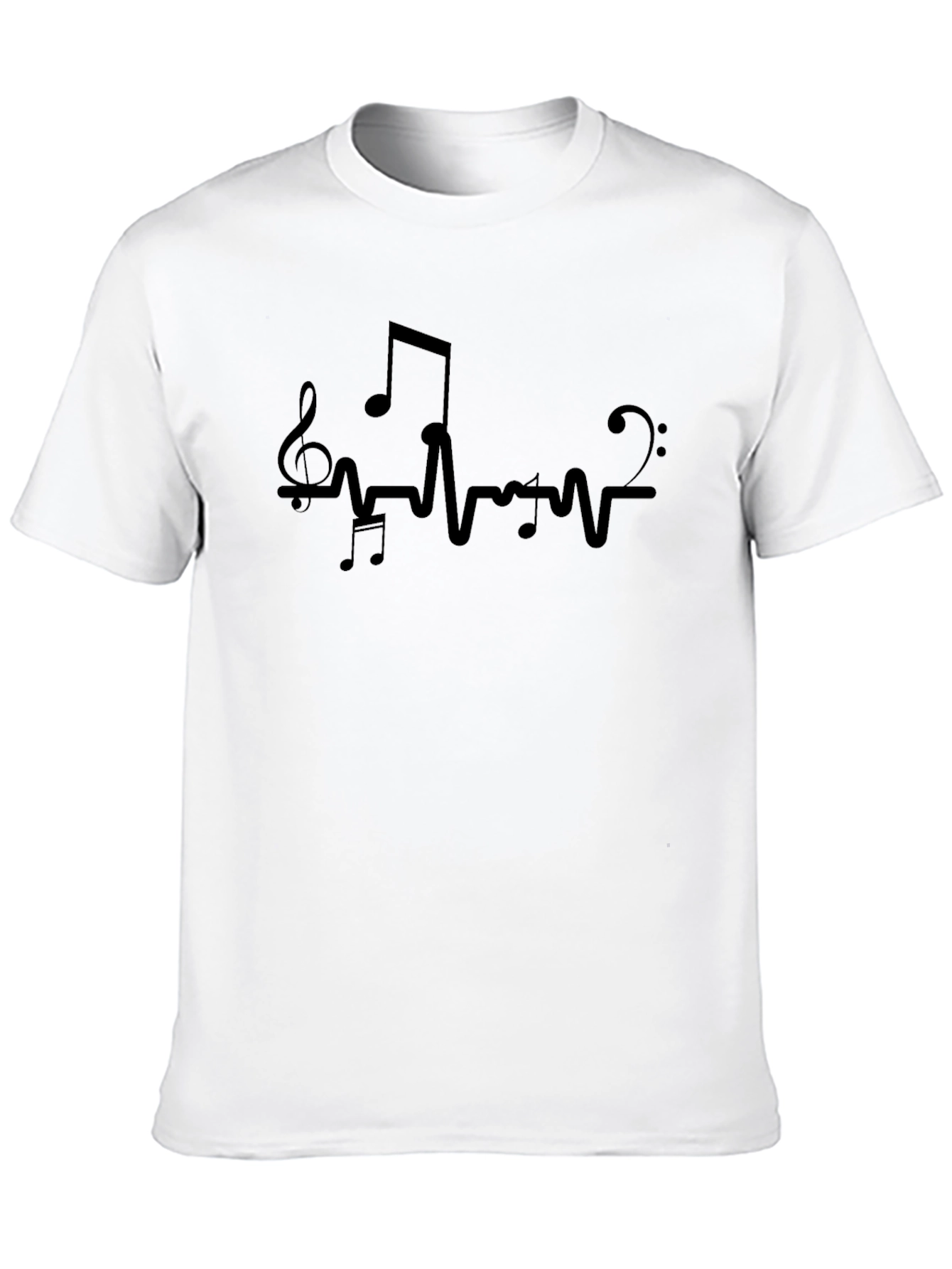 Musical Heartbeat Graphic Tee - Stylish Black T-Shirt
