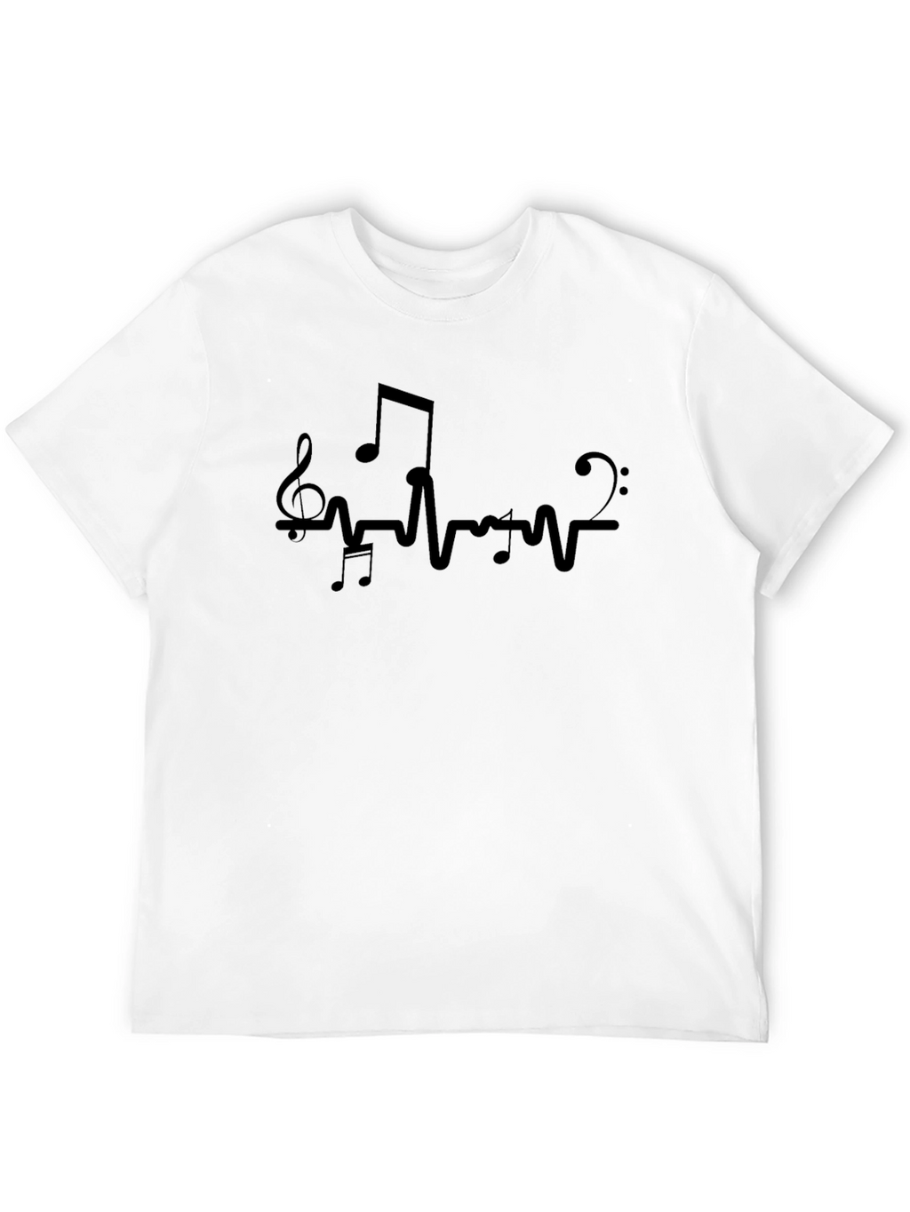 Musical Heartbeat Graphic Tee - Stylish Black T-Shirt