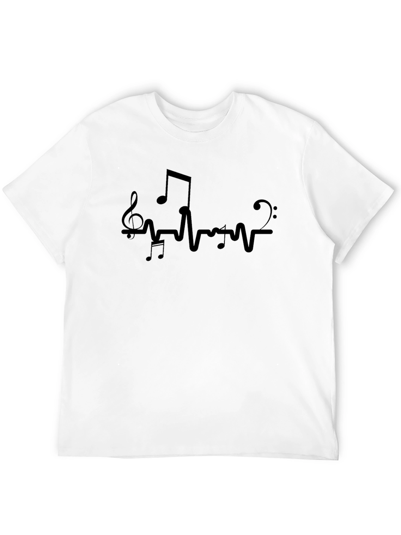 Musical Heartbeat Graphic Tee - Stylish Black T-Shirt