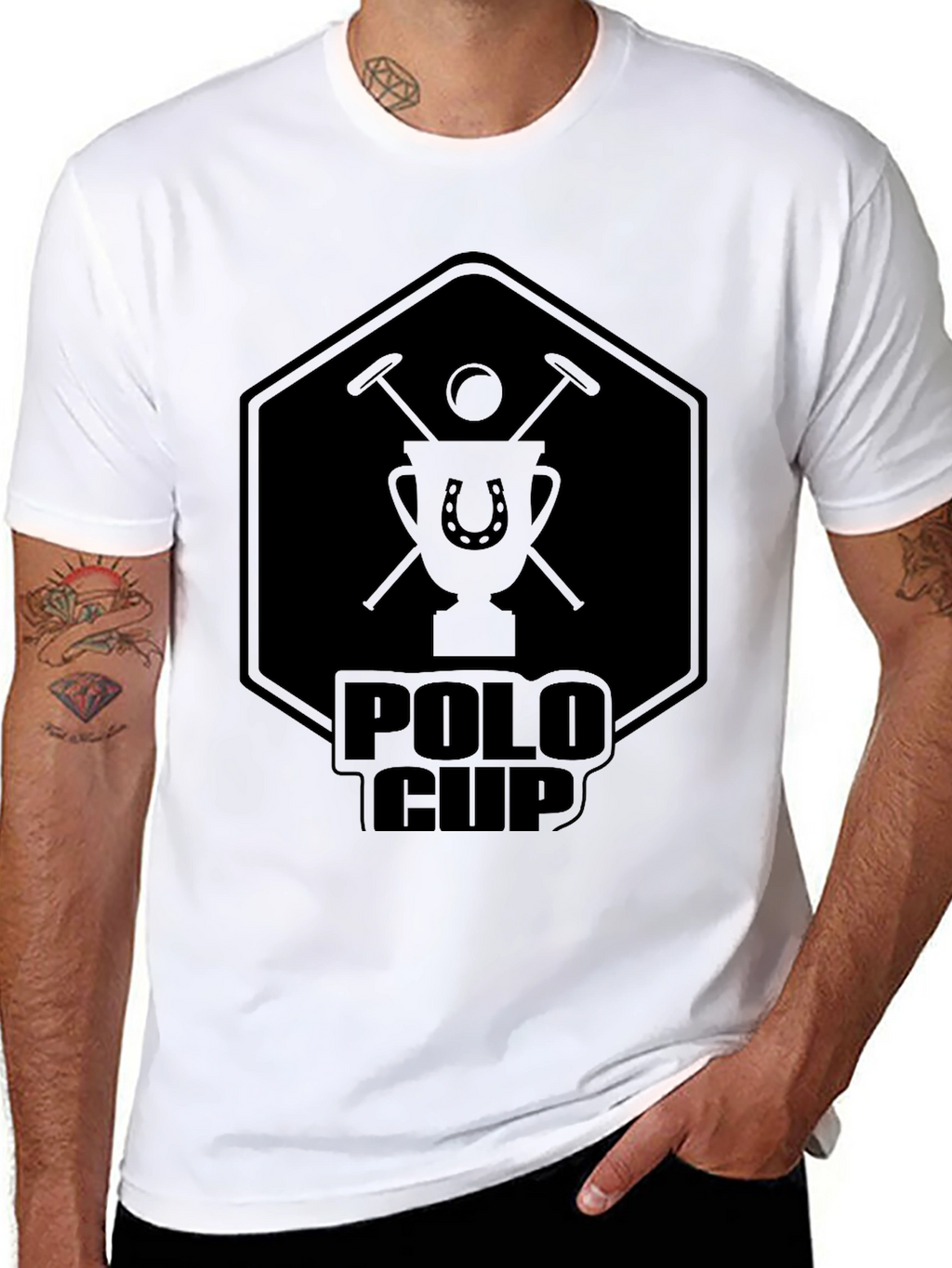 Polo Cup Graphic Tee - Classic Black Cotton T-Shirt