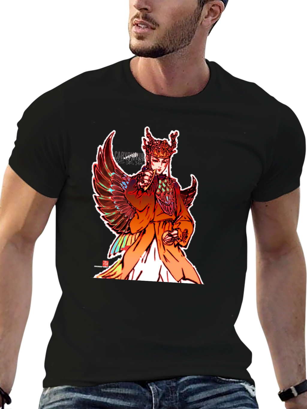Winged Figure Graphic Tee - Black Unisex