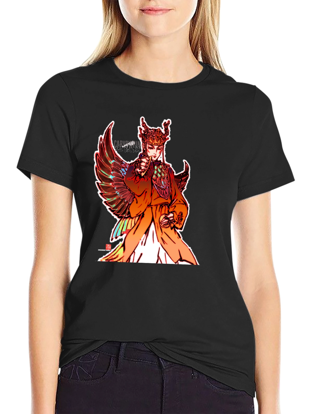 Winged Figure Graphic Tee - Black Unisex