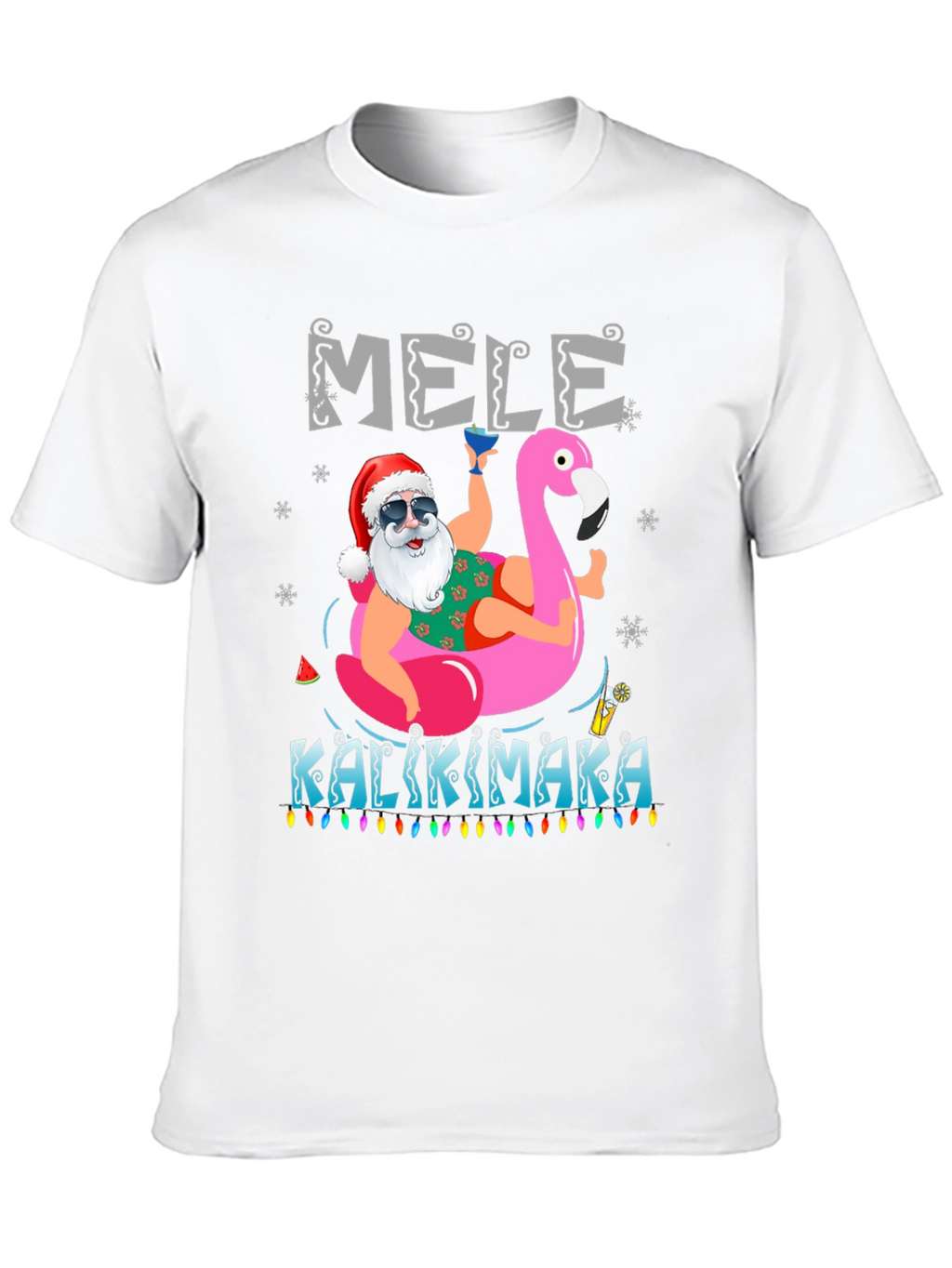 Mele Kalikimaka Santa Flamingo T-Shirt