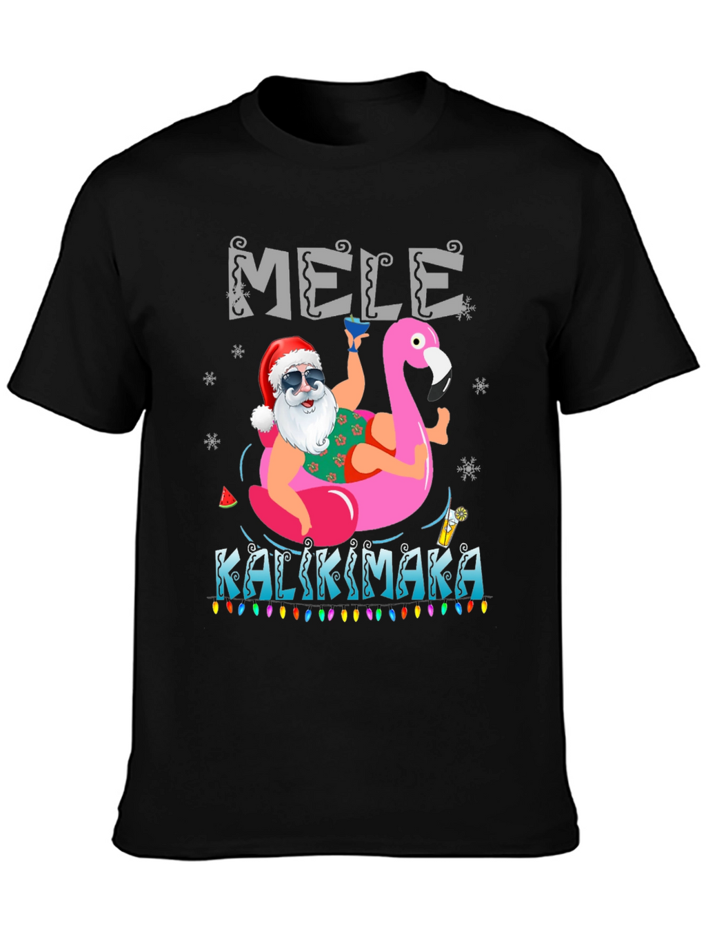 Mele Kalikimaka Santa Flamingo T-Shirt