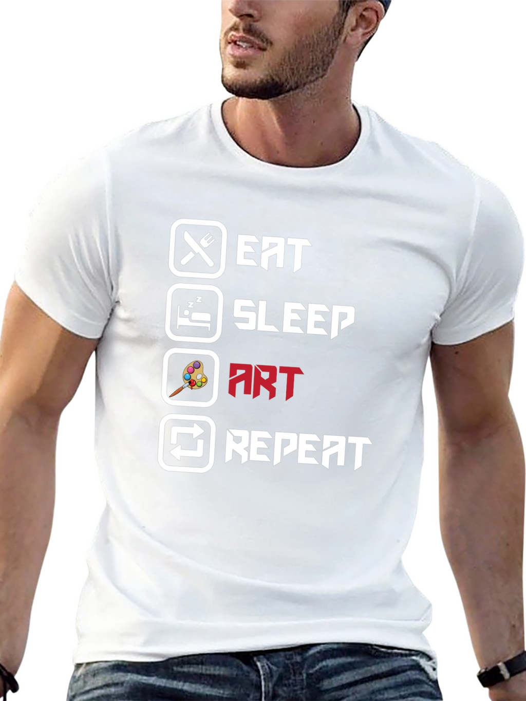 Eat Sleep Art Repeat Black T-Shirt
