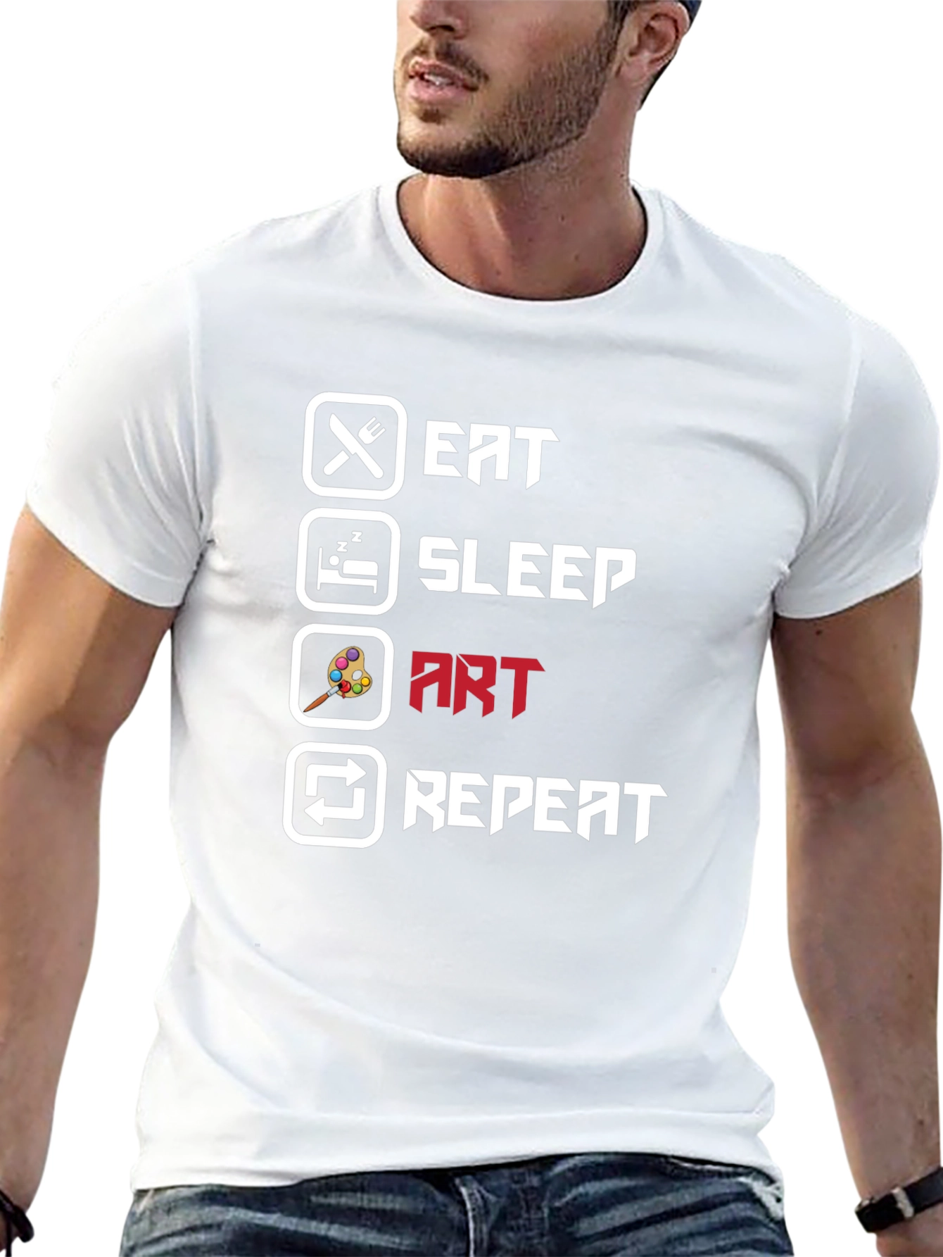 Eat Sleep Art Repeat Black T-Shirt