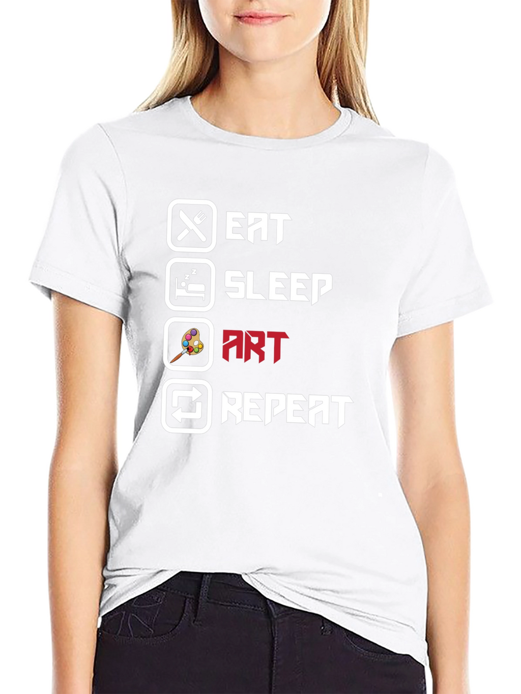 Eat Sleep Art Repeat Black T-Shirt