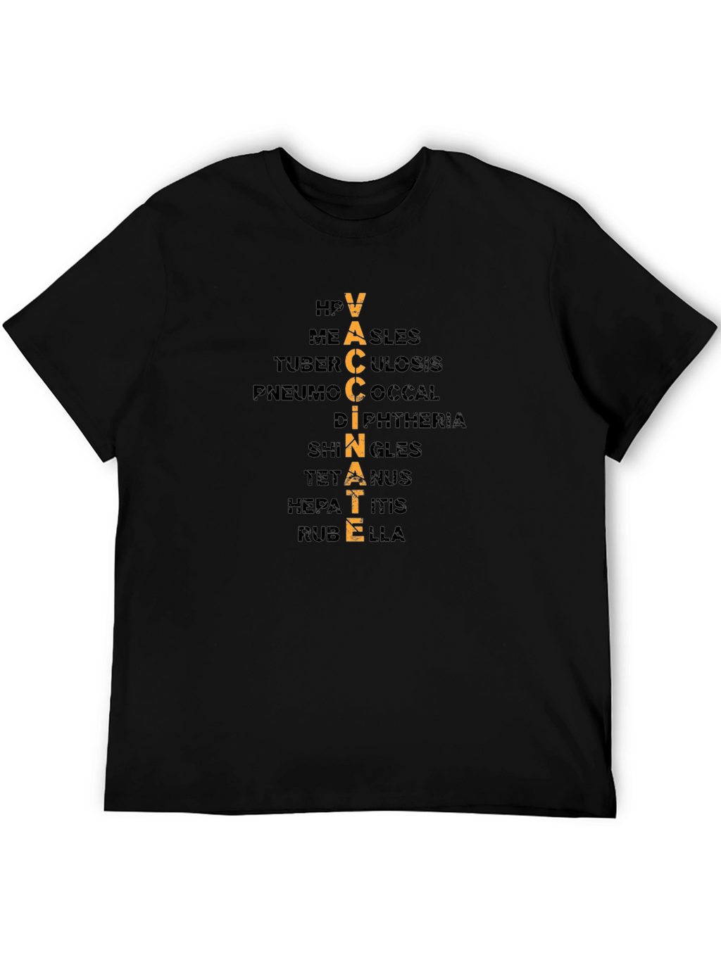 Vaccinate Black T-Shirt: Disease Awareness Tee