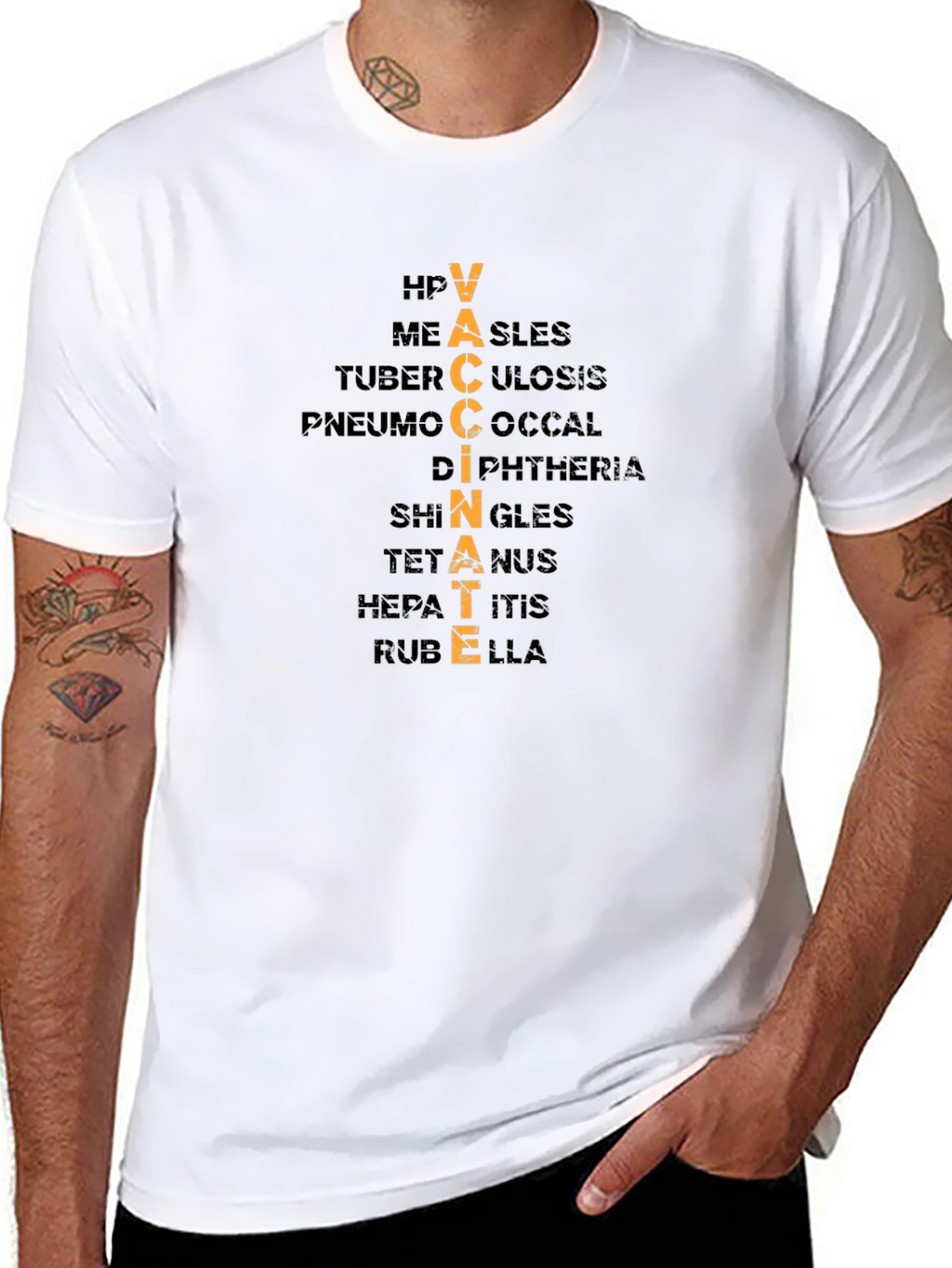 Vaccinate Black T-Shirt: Disease Awareness Tee